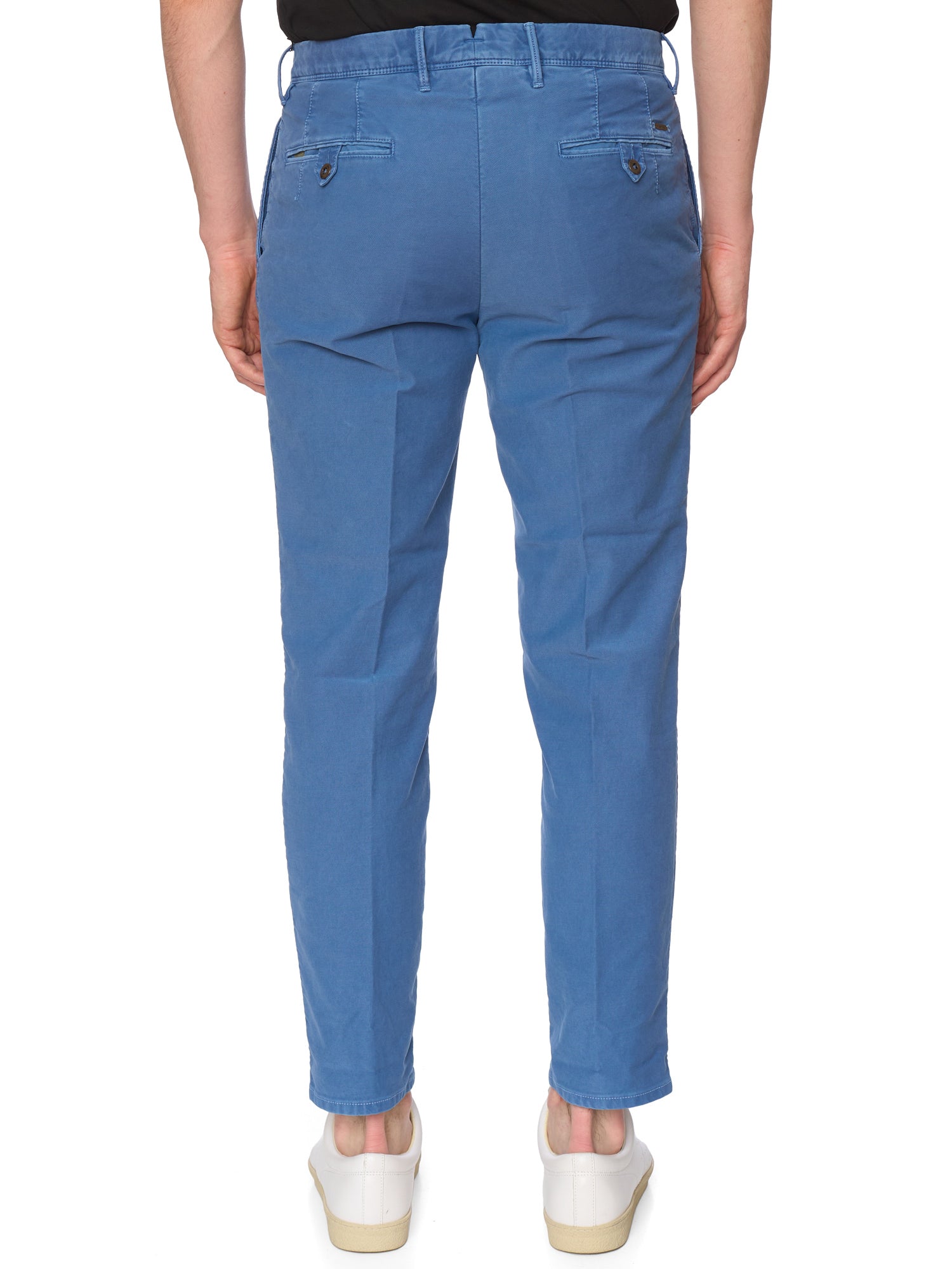INCOTEX "Slacks" Blue Twill Cotton Tapered Fit Pleated Chino Pants NEW
