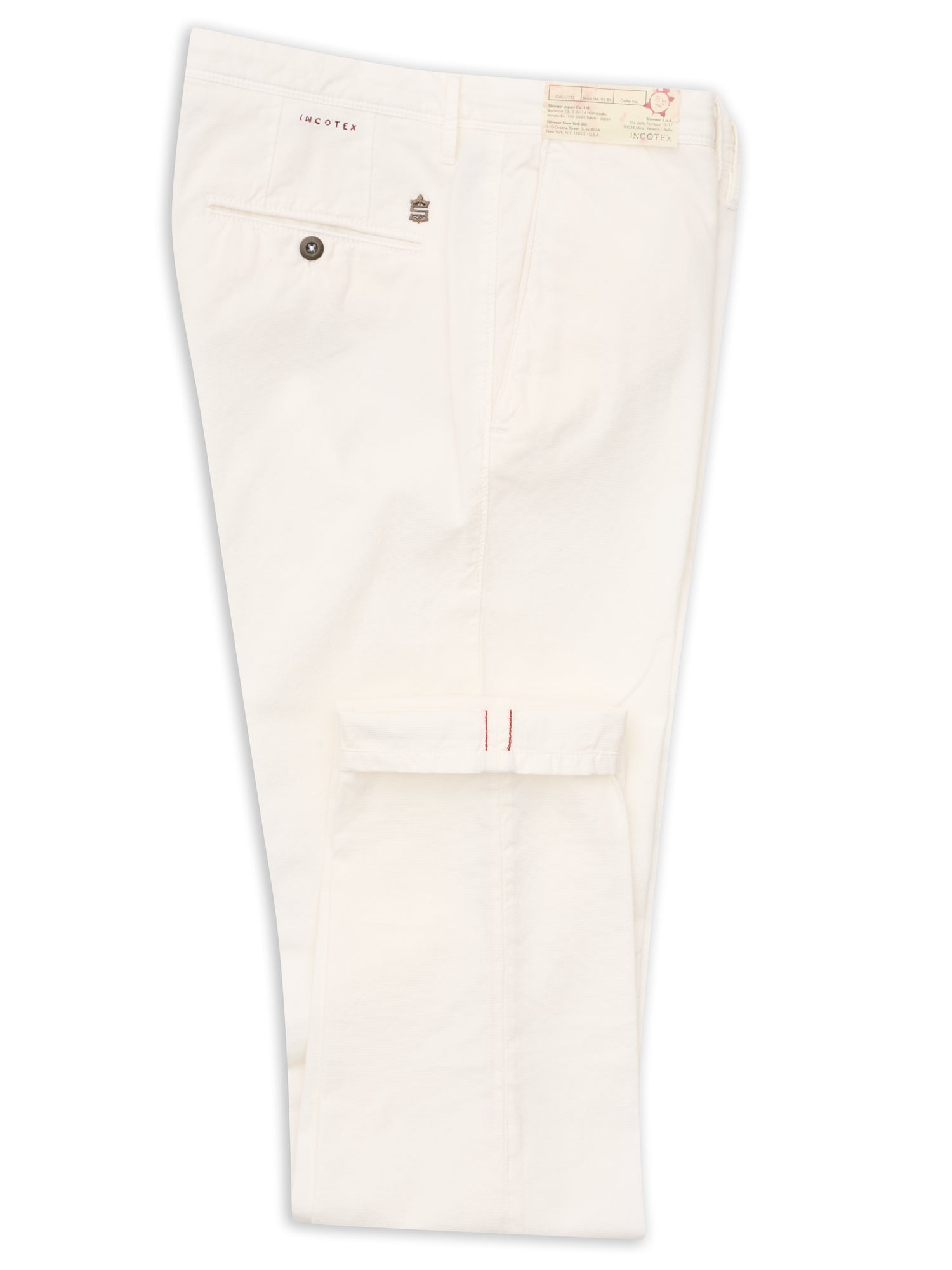 INCOTEX "Slacks" Cream Cotton Tight Fit Chino Pants Jeans NEW