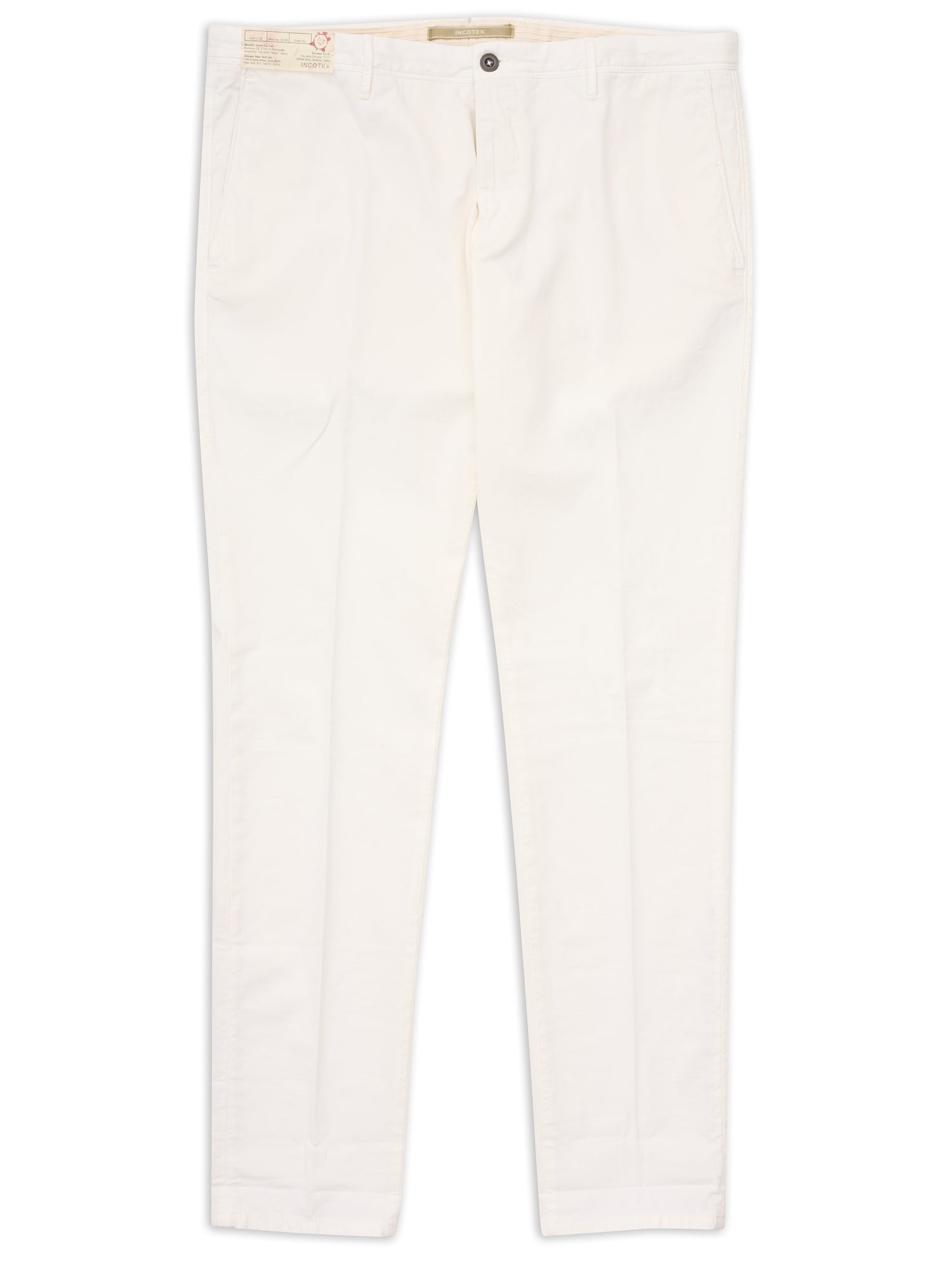 INCOTEX "Slacks" Cream Cotton Tight Fit Chino Pants Jeans NEW
