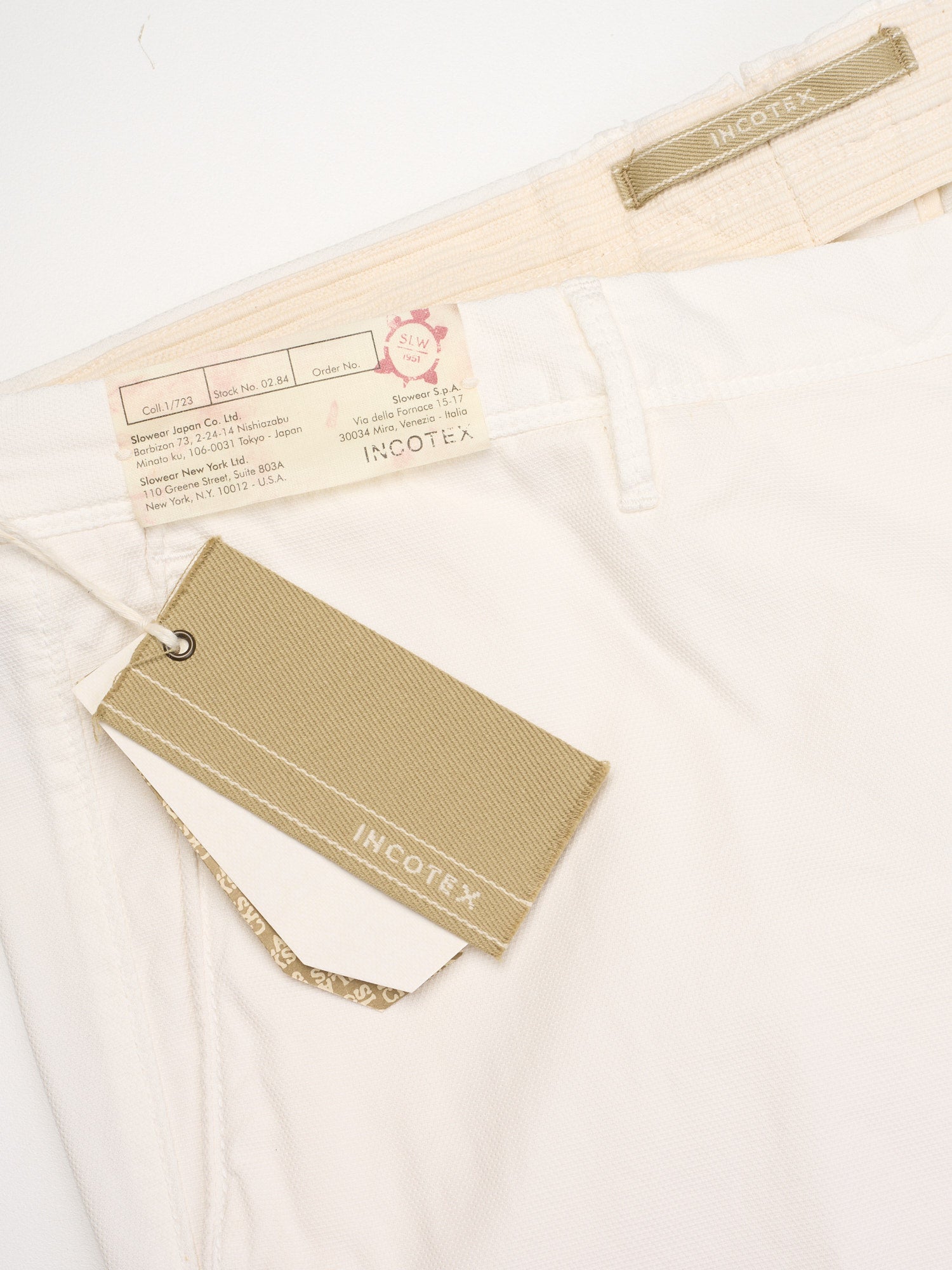 INCOTEX "Slacks" Cream Cotton Tight Fit Chino Pants Jeans NEW