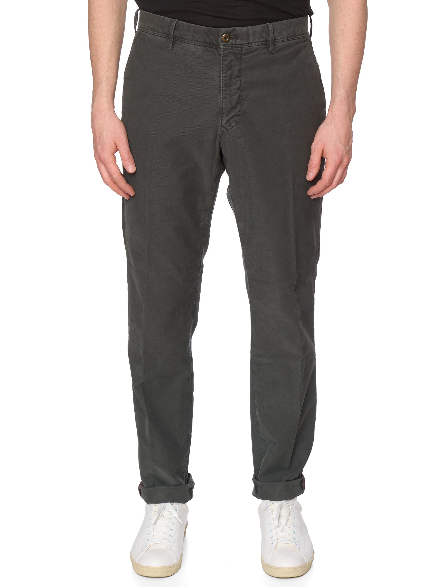 INCOTEX "Slacks" Dark Gray Twill Cotton Regular Fit Chino Pants NEW