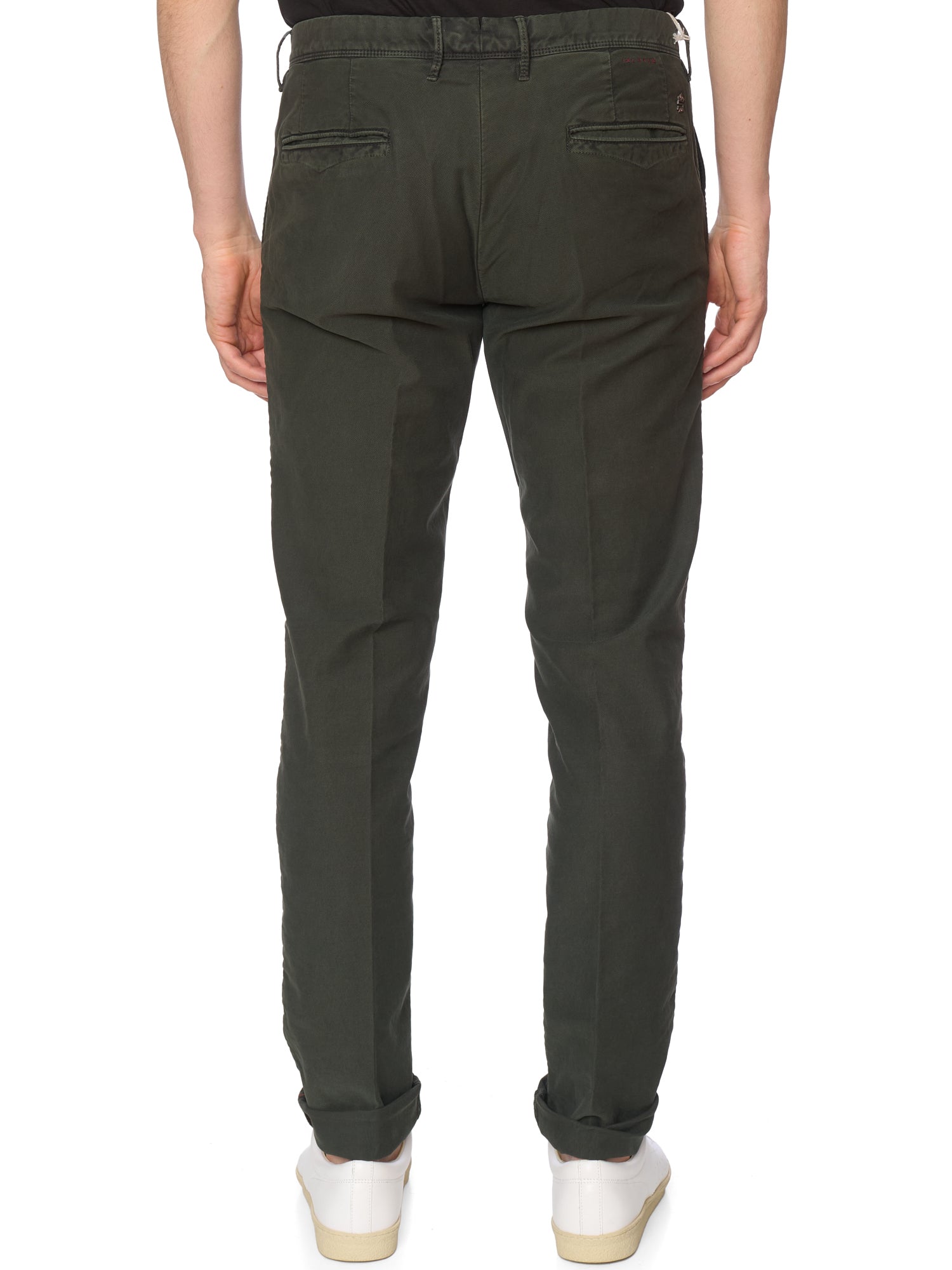 INCOTEX "Slacks" Dark Green Cotton Slim Fit Tricochino Pants NEW Size 35