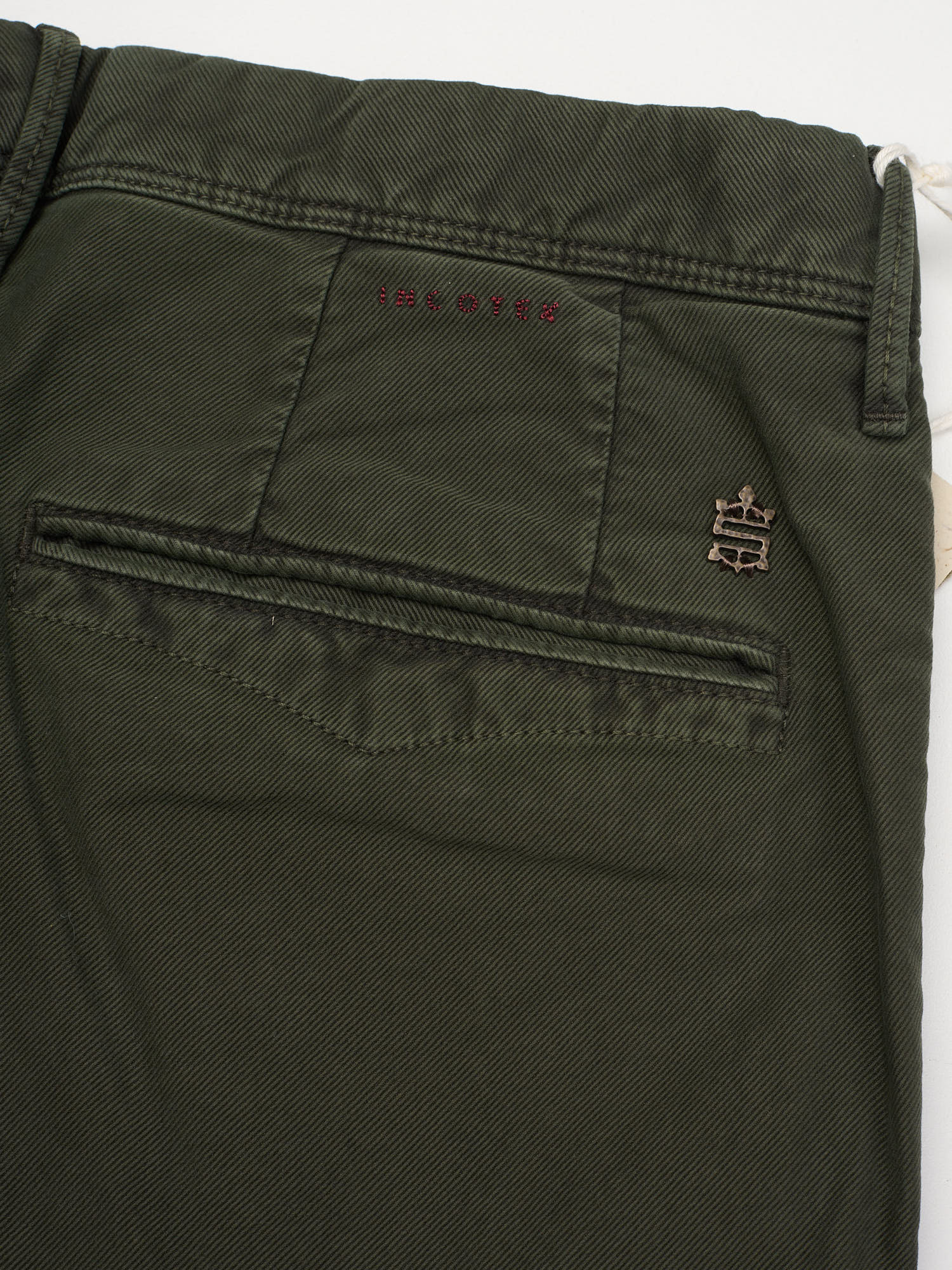 INCOTEX "Slacks" Dark Green Cotton Slim Fit Tricochino Pants NEW Size 35