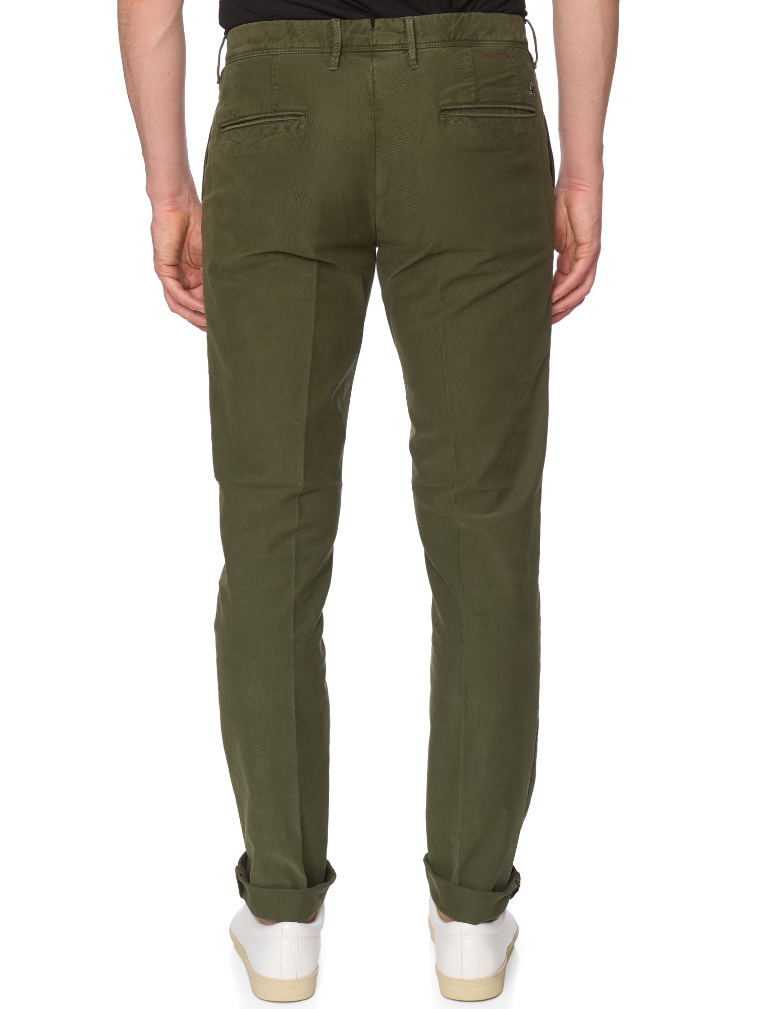 INCOTEX "Slacks" Green Cotton Slim Fit Tricochino Pants NEW Size 33