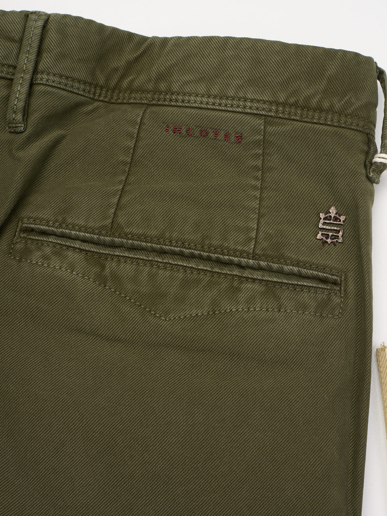 INCOTEX "Slacks" Green Cotton Slim Fit Tricochino Pants NEW Size 33