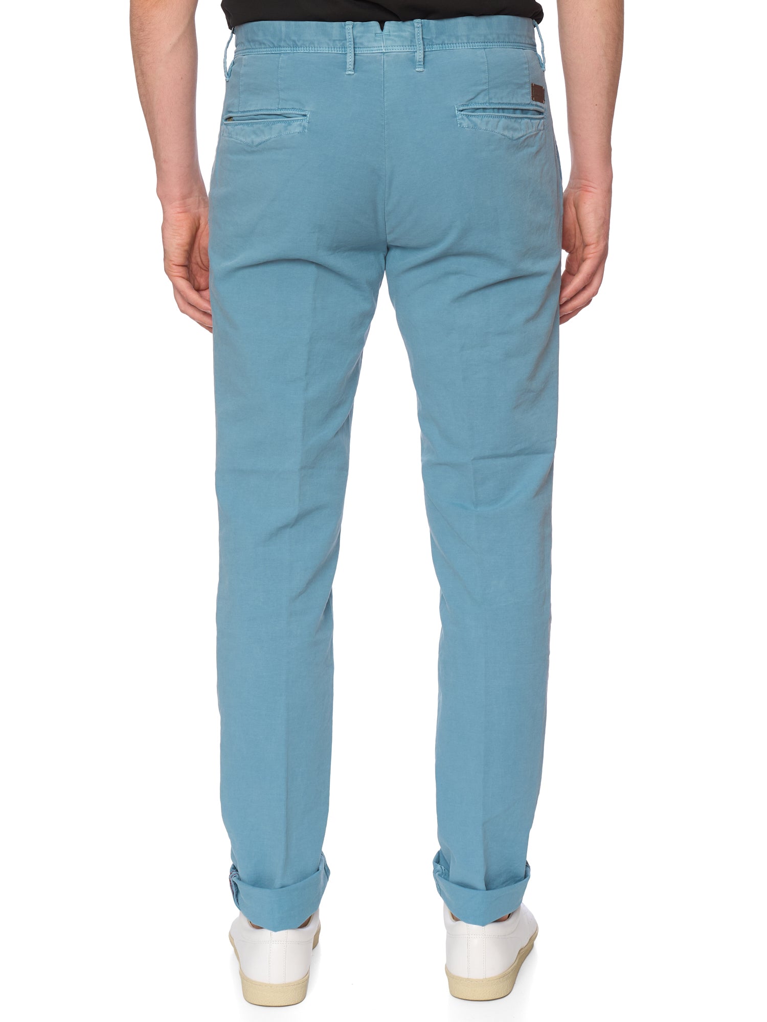 INCOTEX "Slacks" Light Blue Cotton Slim Fit Chino Pants NEW