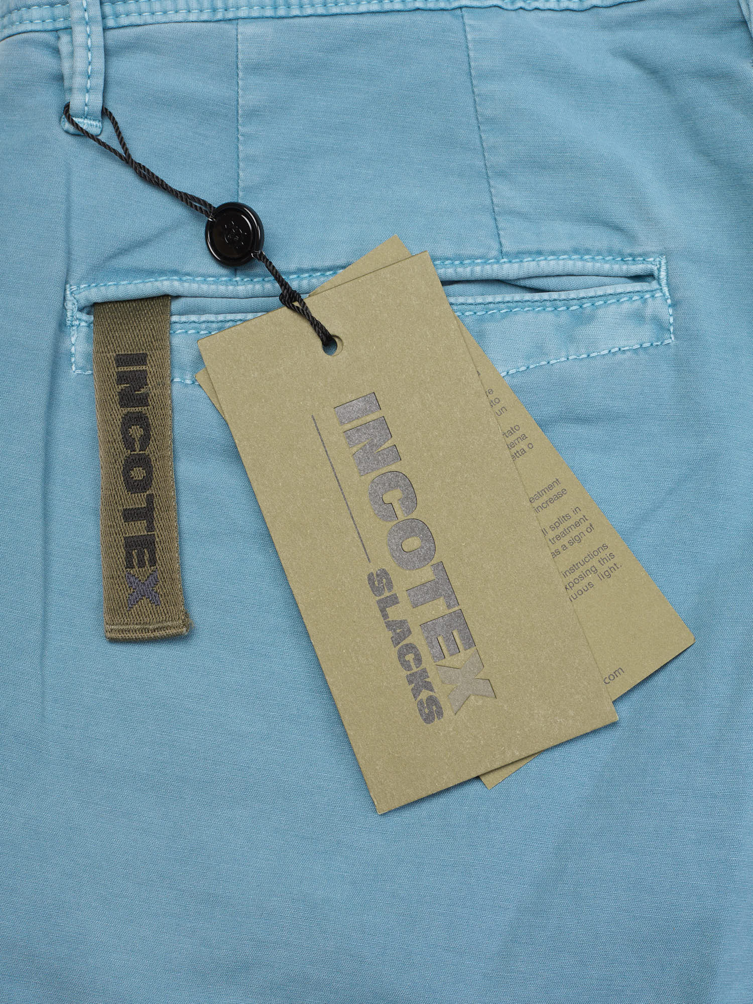 INCOTEX "Slacks" Light Blue Cotton Slim Fit Chino Pants NEW