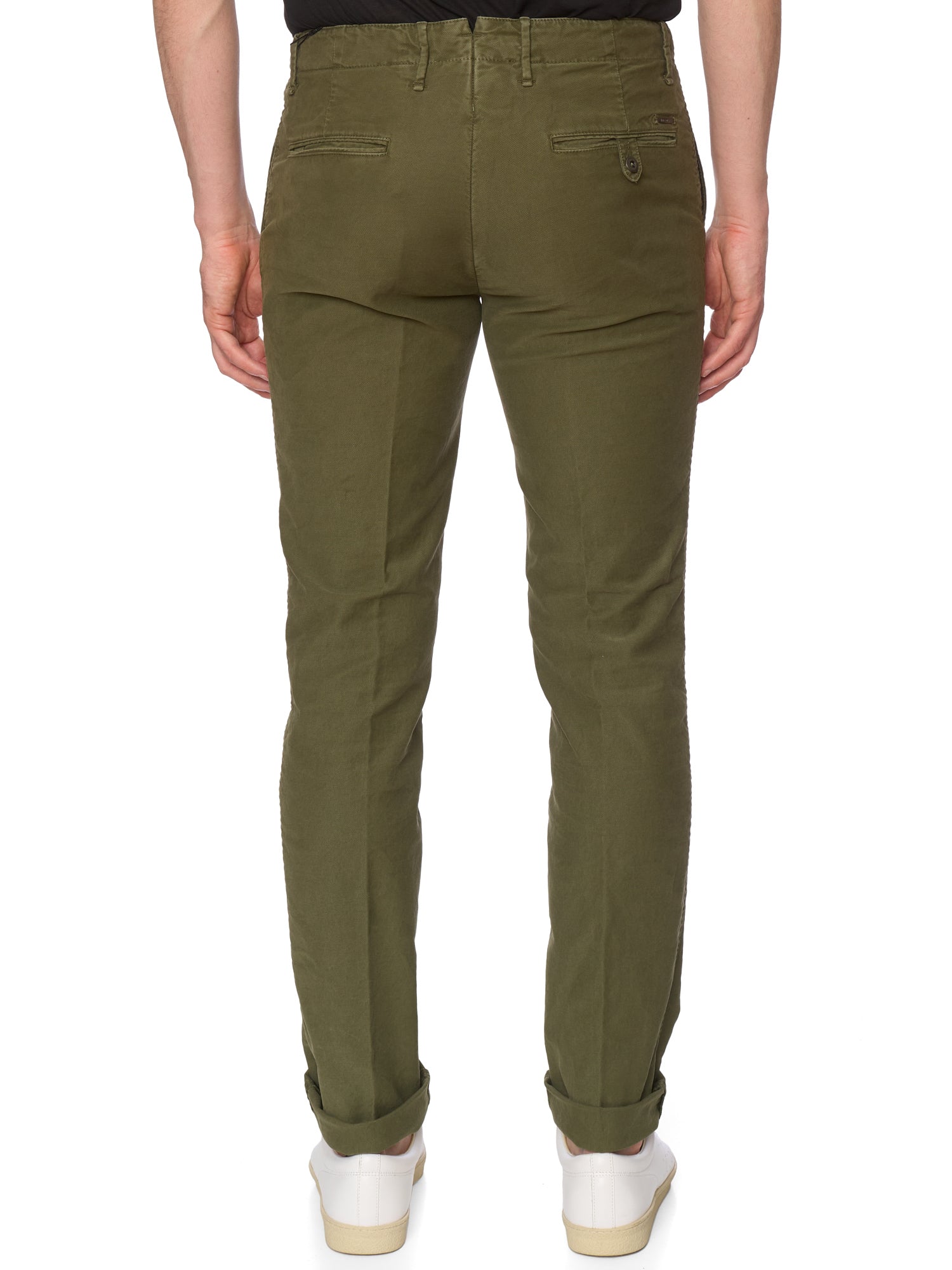 INCOTEX "Slacks" Military Green Khakie Cotton Slim Fit Chino Pants NEW