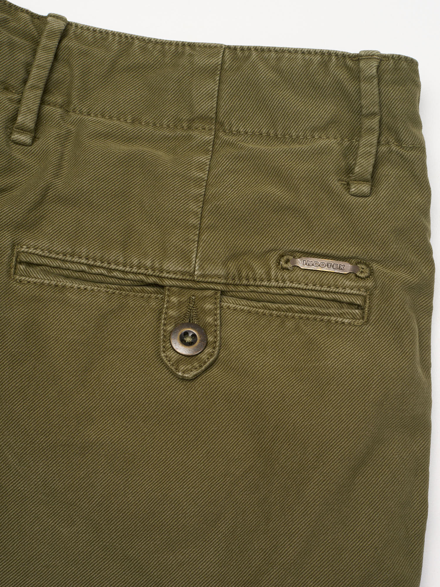 INCOTEX "Slacks" Military Green Khakie Cotton Slim Fit Chino Pants NEW