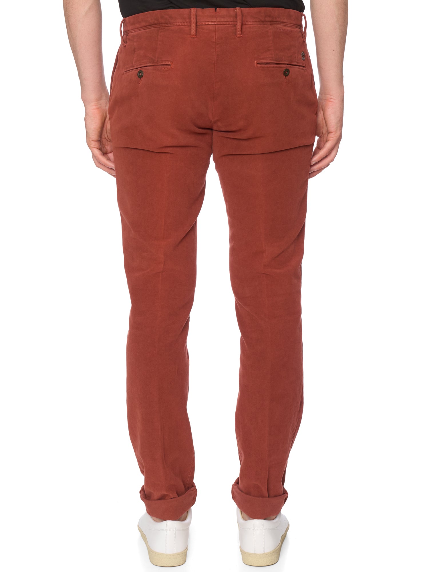 INCOTEX "Slacks" Moleskin Terracotta Cotton Tight Fit Chino Pants NEW Size 34