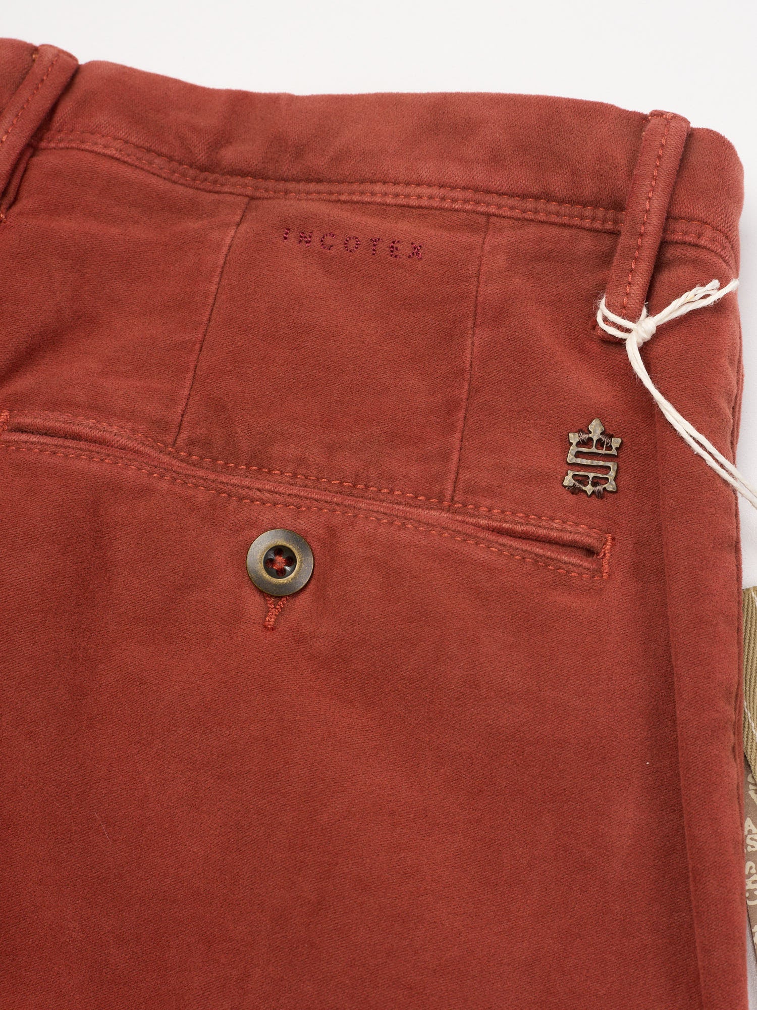 INCOTEX "Slacks" Moleskin Terracotta Cotton Tight Fit Chino Pants NEW Size 34