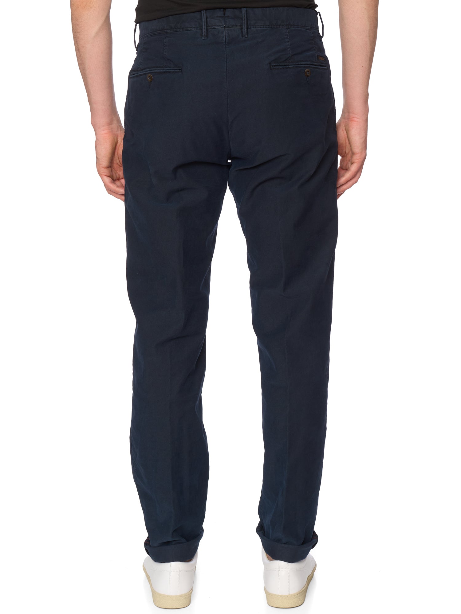 INCOTEX "Slacks" Navy Twill Cotton Regular Fit Chino Pants NEW