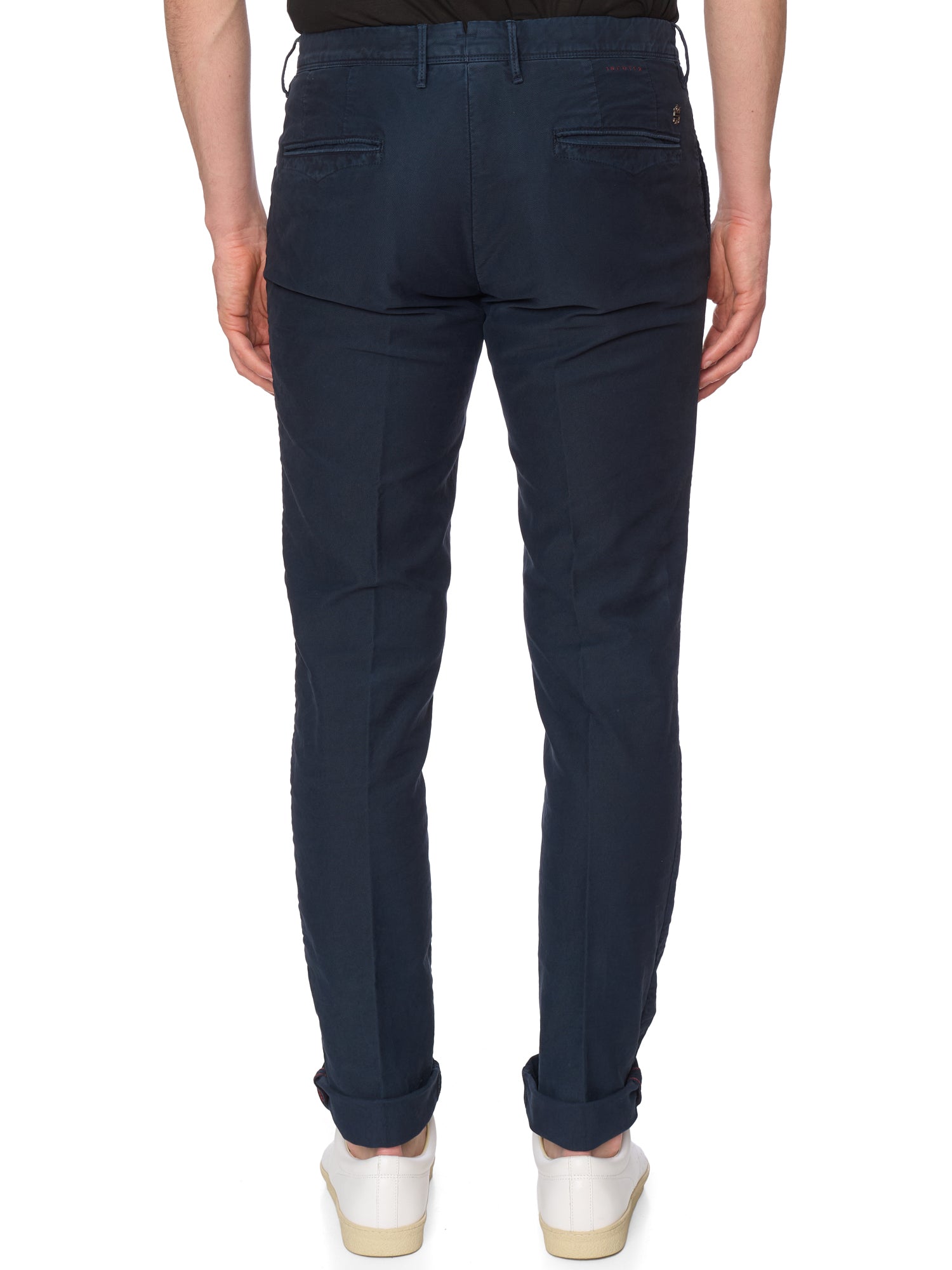 INCOTEX "Slacks" Navy Blue Twill Cotton Slim Fit Chino Pants NEW