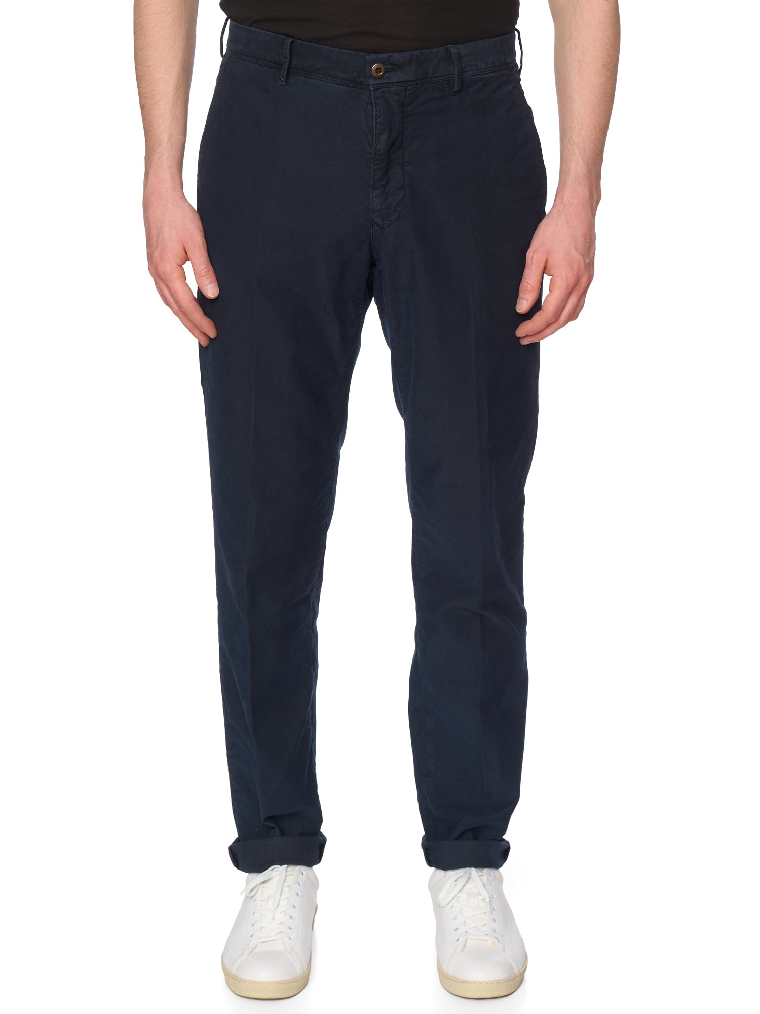 INCOTEX "Slacks" Navy Twill Cotton Regular Fit Chino Pants NEW