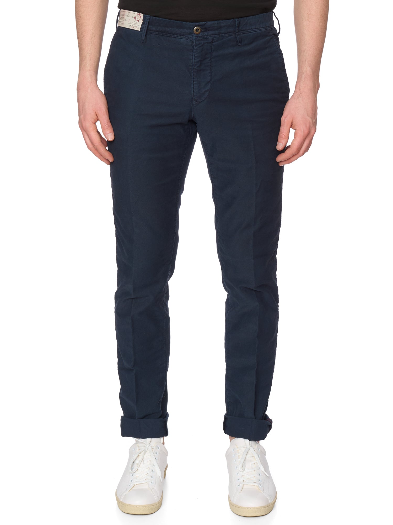 INCOTEX "Slacks" Navy Blue Twill Cotton Slim Fit Chino Pants NEW
