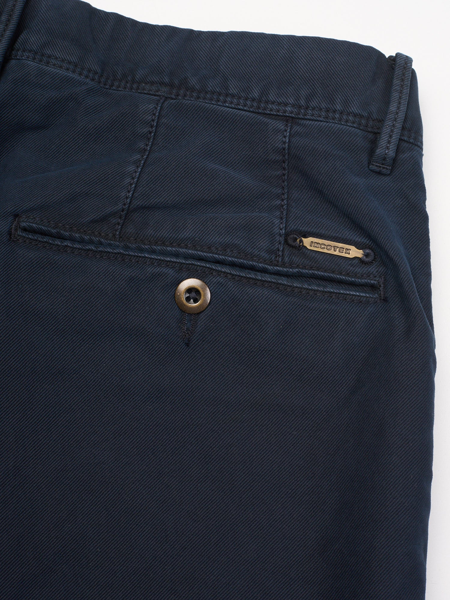 INCOTEX "Slacks" Navy Twill Cotton Regular Fit Chino Pants NEW