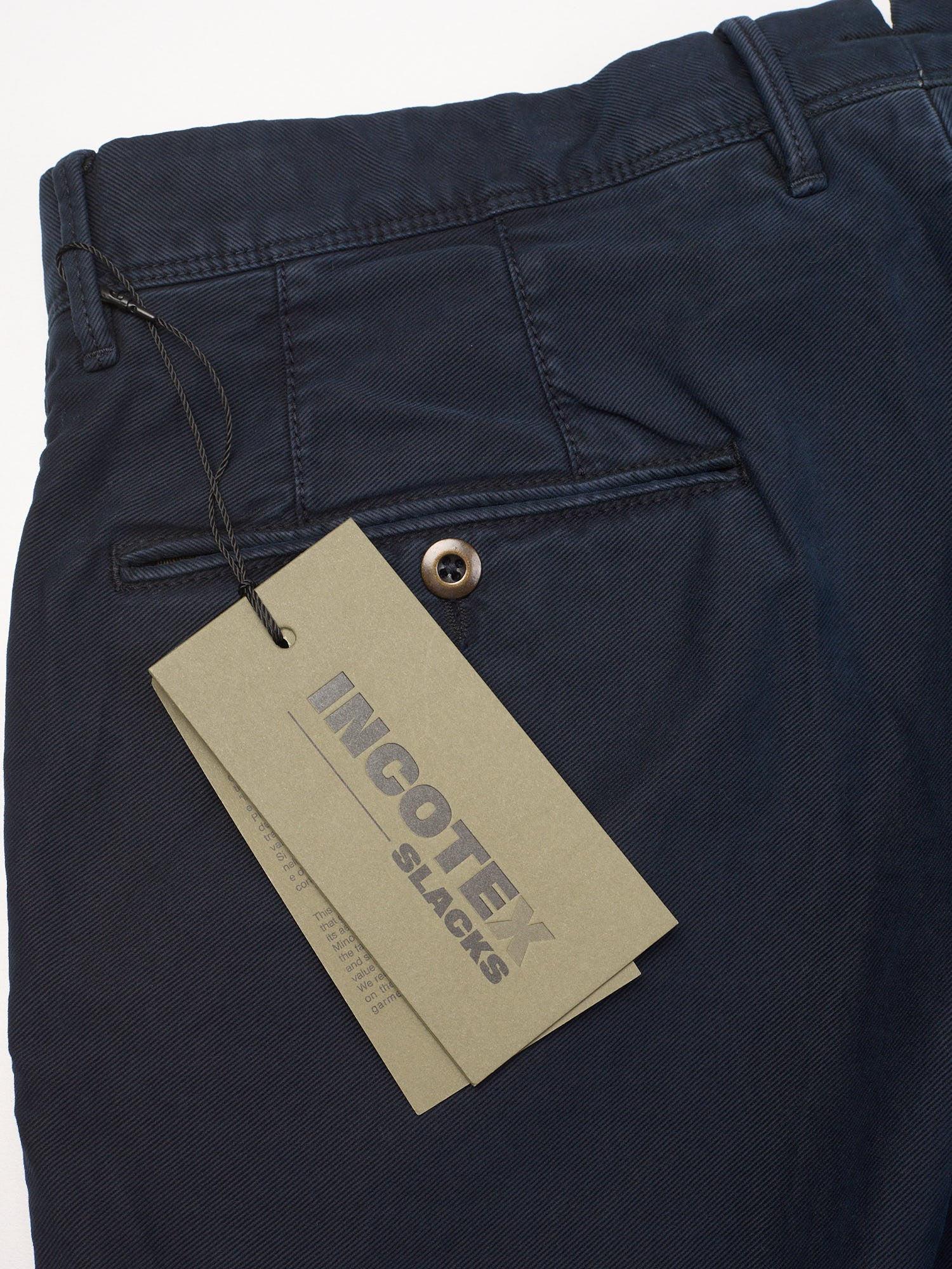 INCOTEX "Slacks" Navy Twill Cotton Regular Fit Chino Pants NEW