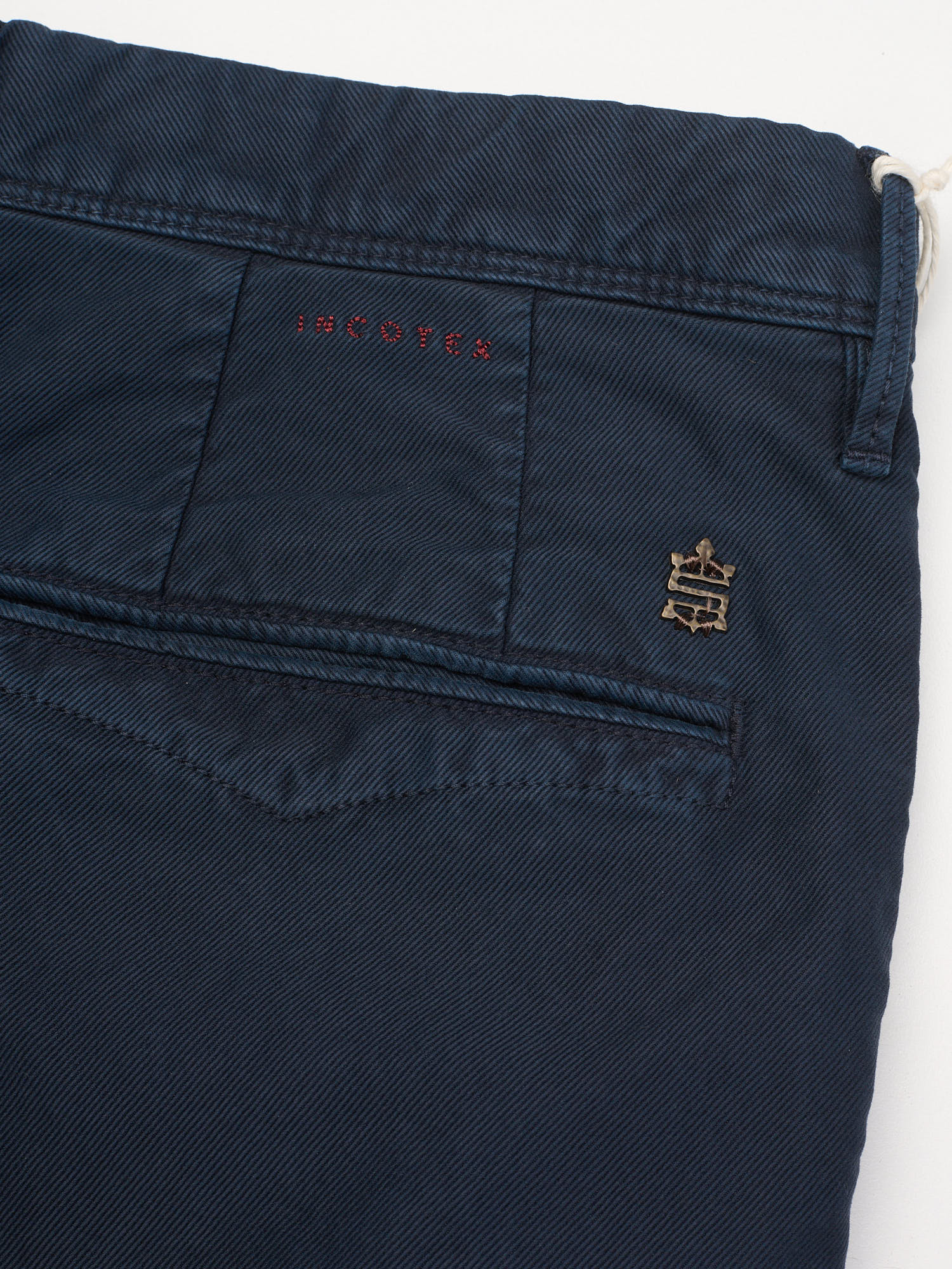 INCOTEX "Slacks" Navy Blue Twill Cotton Slim Fit Chino Pants NEW