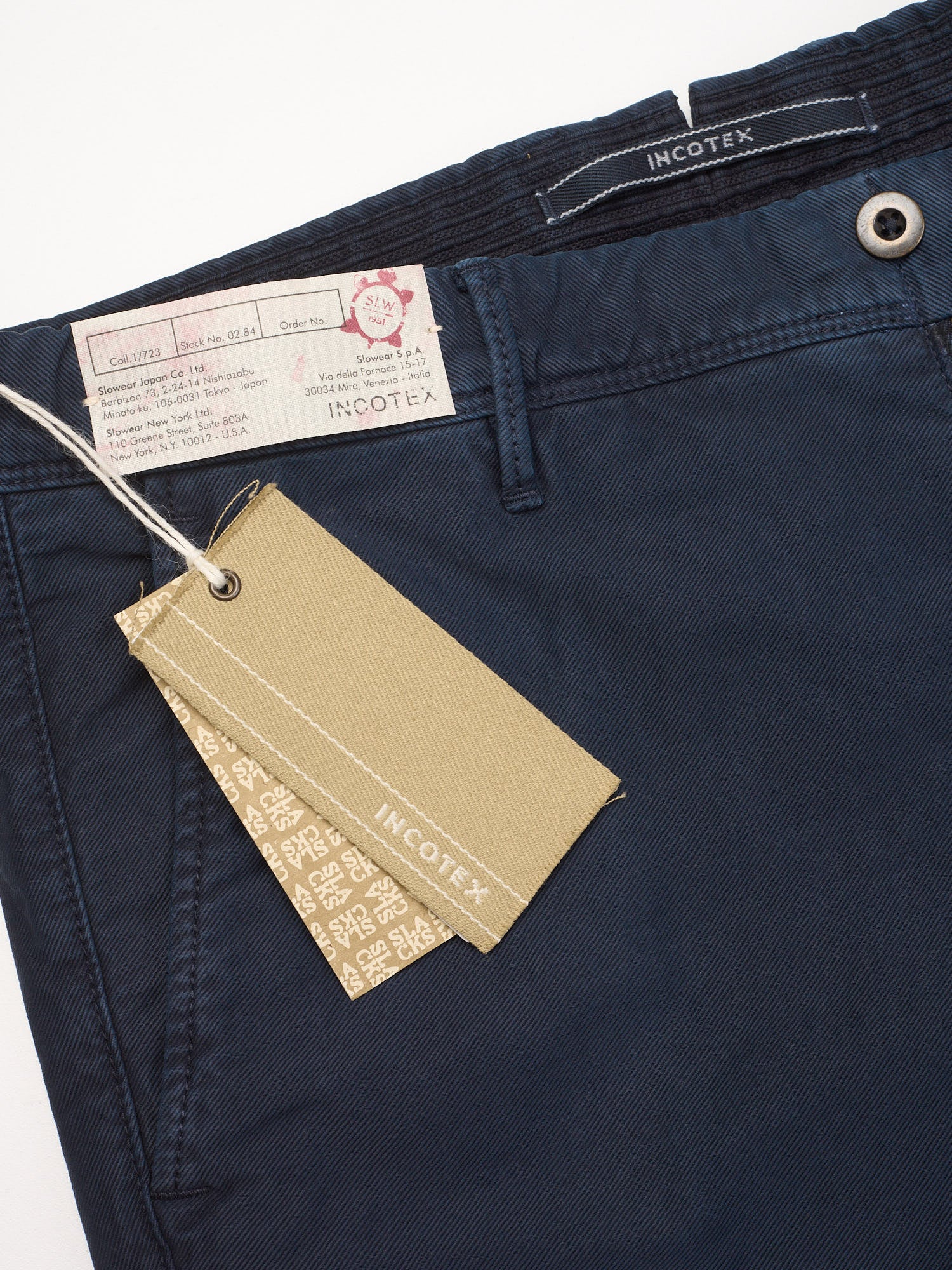 INCOTEX "Slacks" Navy Blue Twill Cotton Slim Fit Chino Pants NEW
