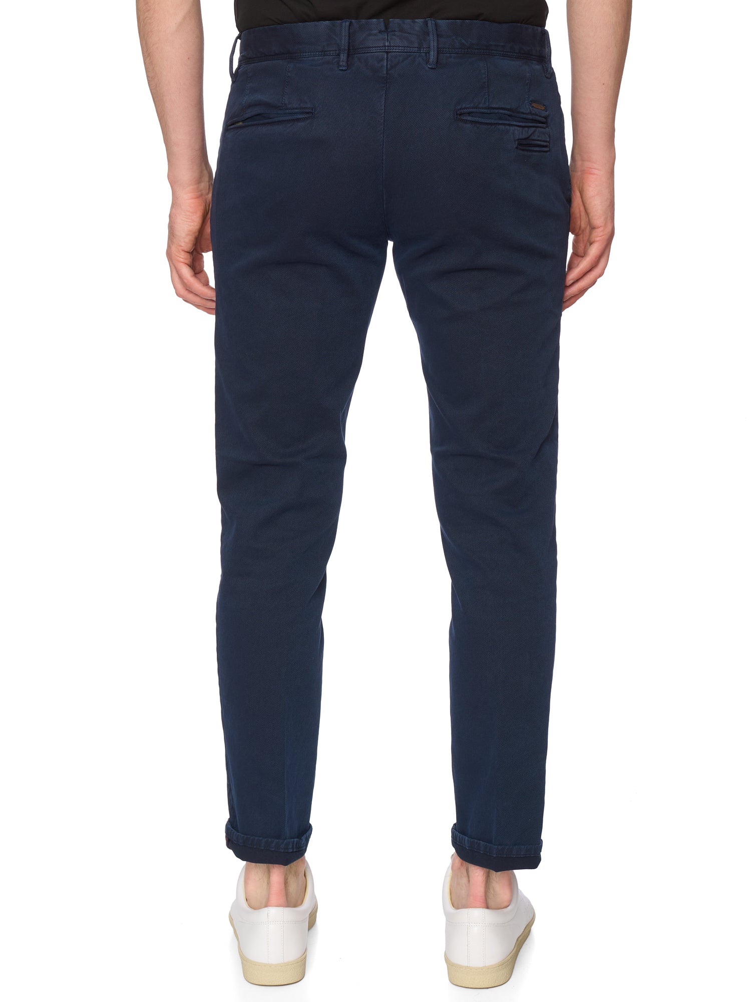 INCOTEX "Slacks" Navy Twill Cotton Tight Fit Chino Pants NEW Size 33