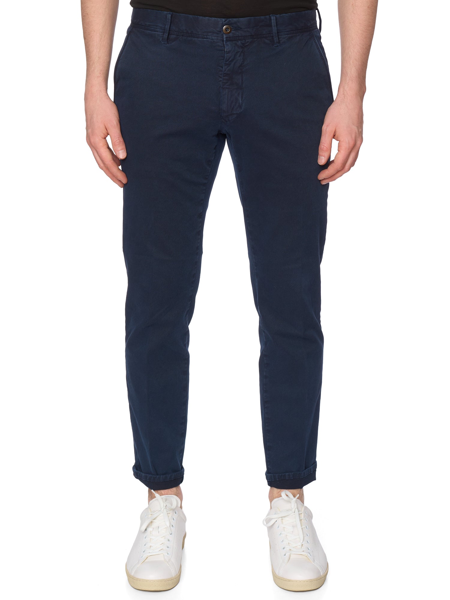 INCOTEX "Slacks" Navy Twill Cotton Tight Fit Chino Pants NEW Size 33