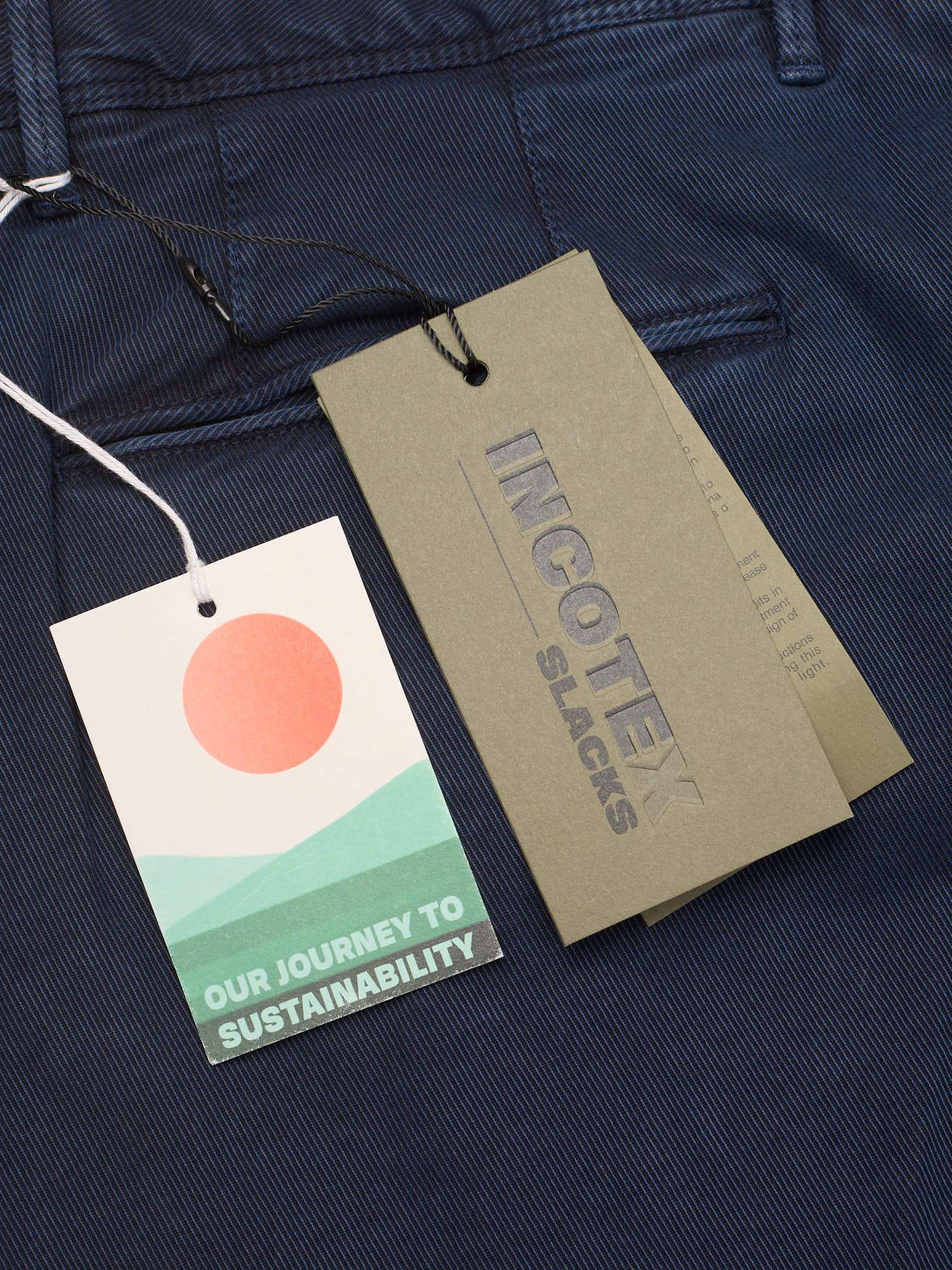 INCOTEX "Slacks" Navy Twill Cotton Tight Fit Chino Pants NEW Size 33