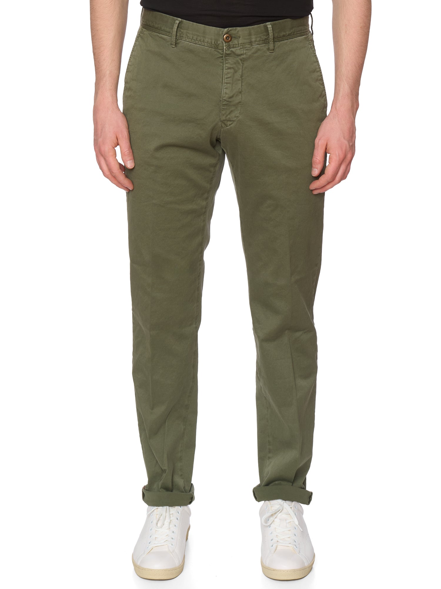 INCOTEX "Slacks" Olive Cotton Regular Fit Chino Pants NEW Size 33