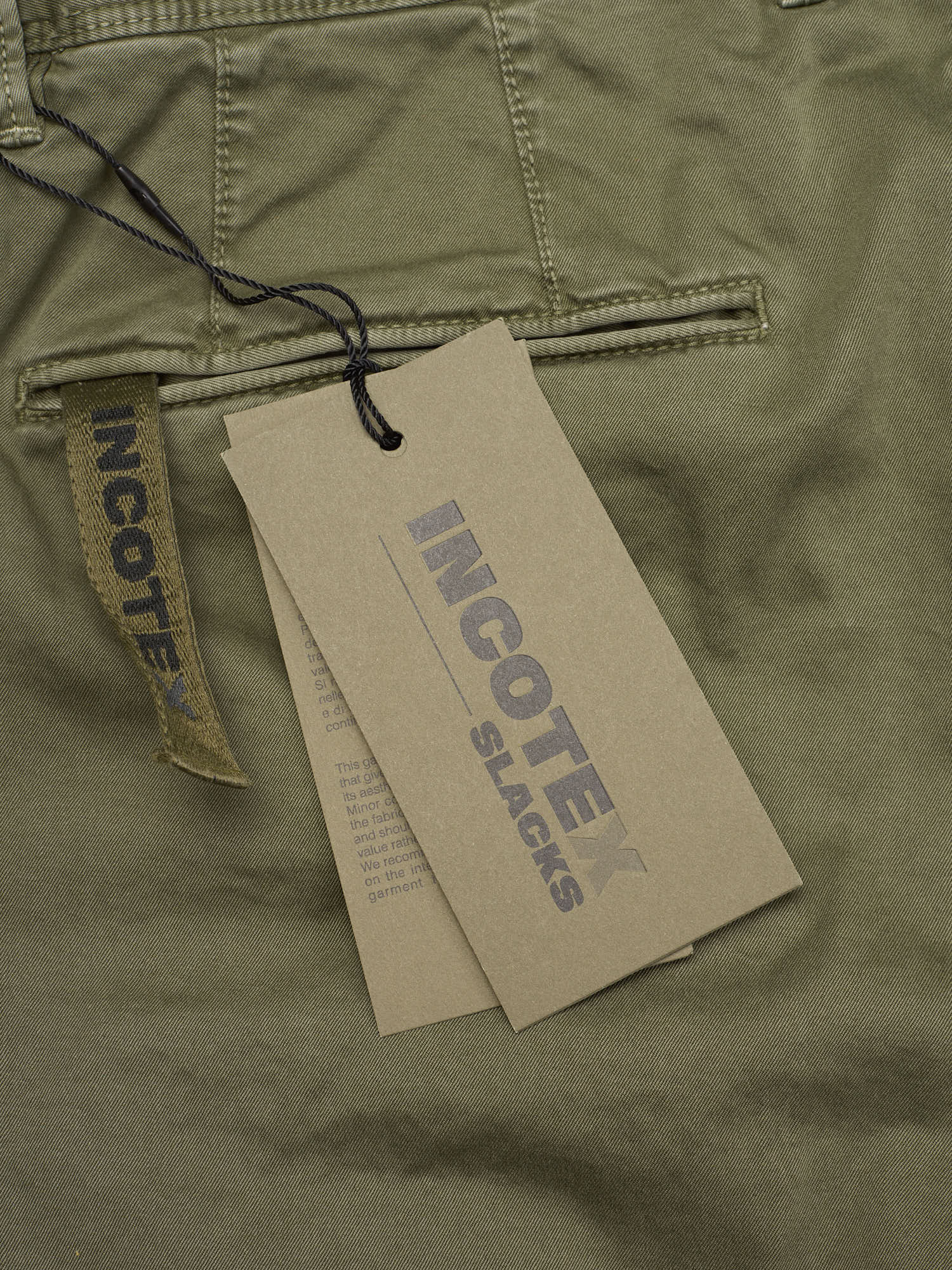 INCOTEX "Slacks" Olive Cotton Regular Fit Chino Pants NEW Size 33