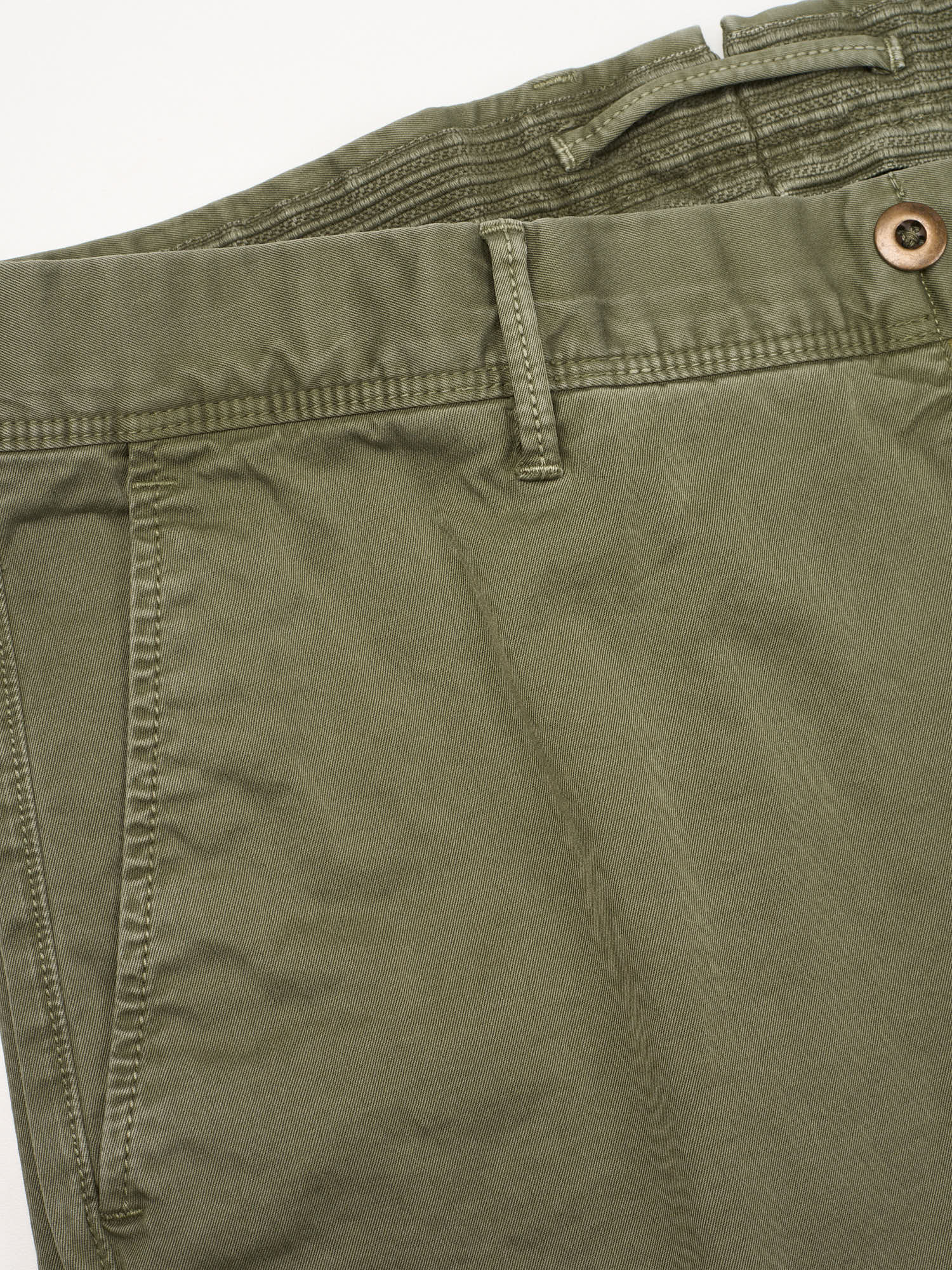 INCOTEX "Slacks" Olive Cotton Regular Fit Chino Pants NEW Size 33