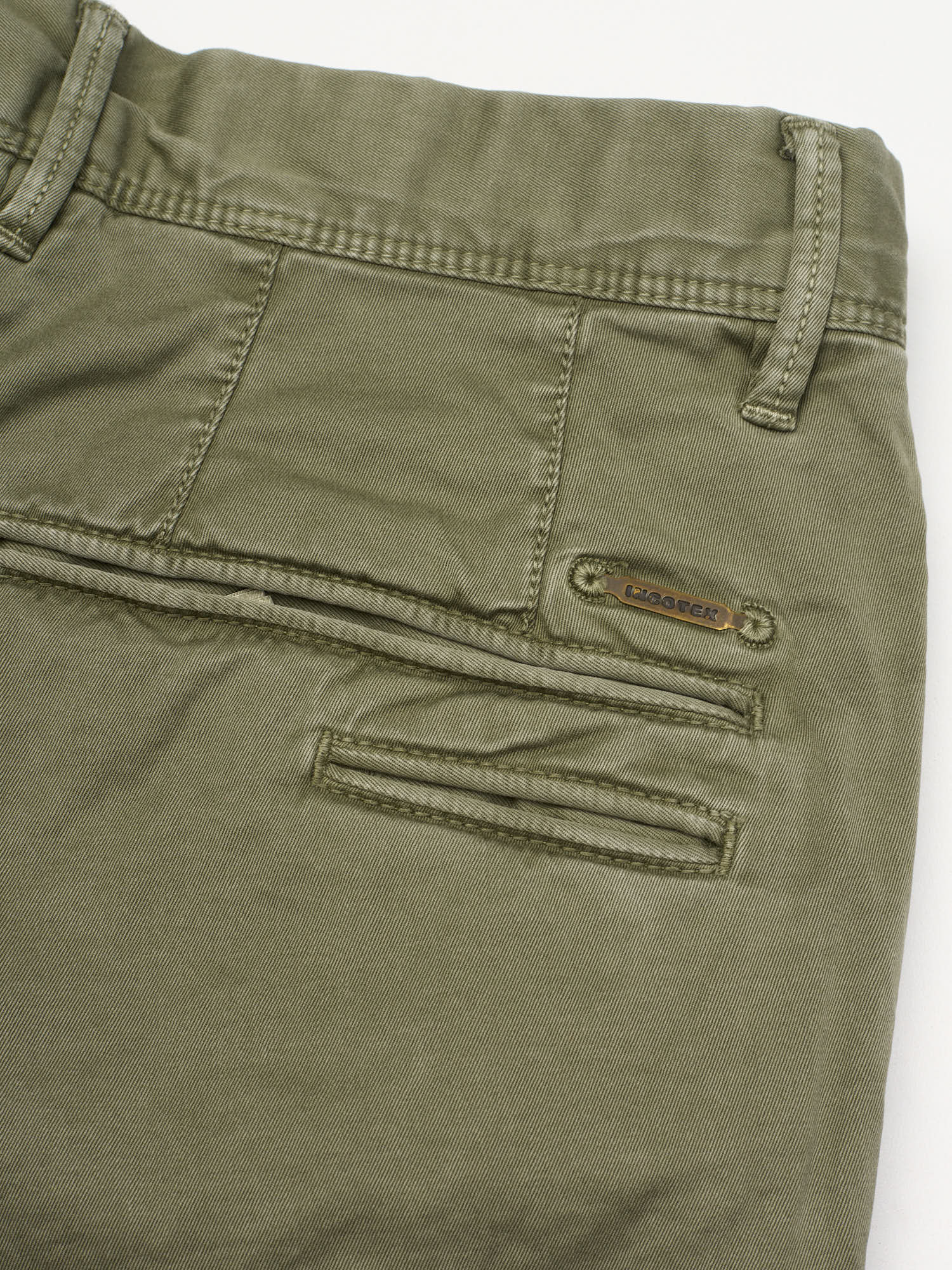 INCOTEX ”Slacks” Military Green Cotton Tight Fit Chino Pants NEW