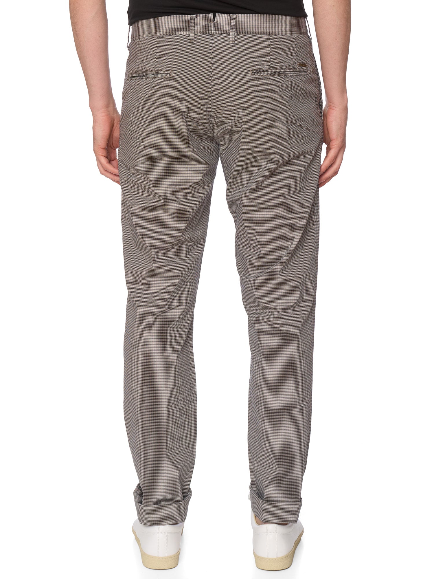 INCOTEX "Slacks" Slowear Mini Check Gray Cotton Slim Fit Chino Pants NEW