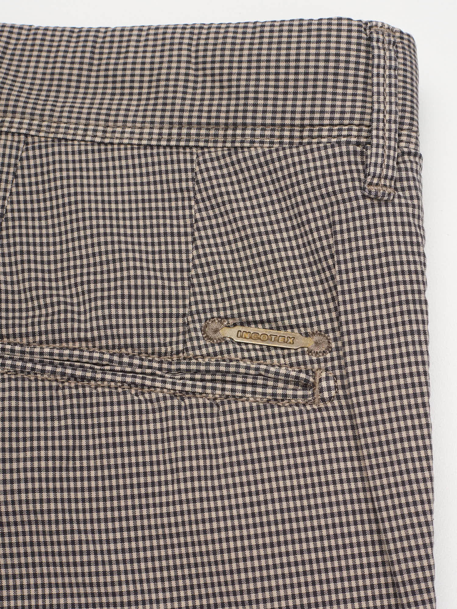INCOTEX "Slacks" Slowear Mini Check Gray Cotton Slim Fit Chino Pants NEW