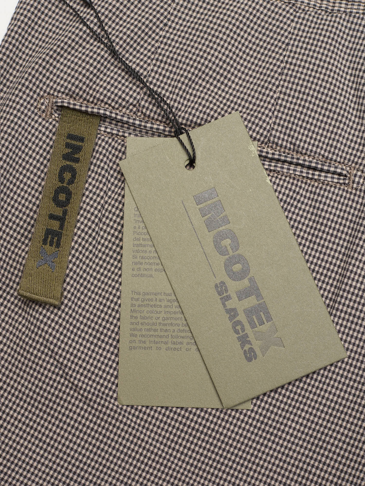 INCOTEX "Slacks" Slowear Mini Check Gray Cotton Slim Fit Chino Pants NEW