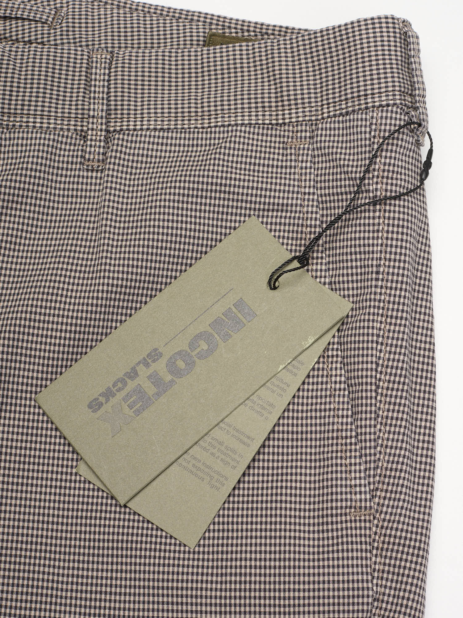 INCOTEX "Slacks" Slowear Mini Check Gray Cotton Slim Fit Chino Pants NEW