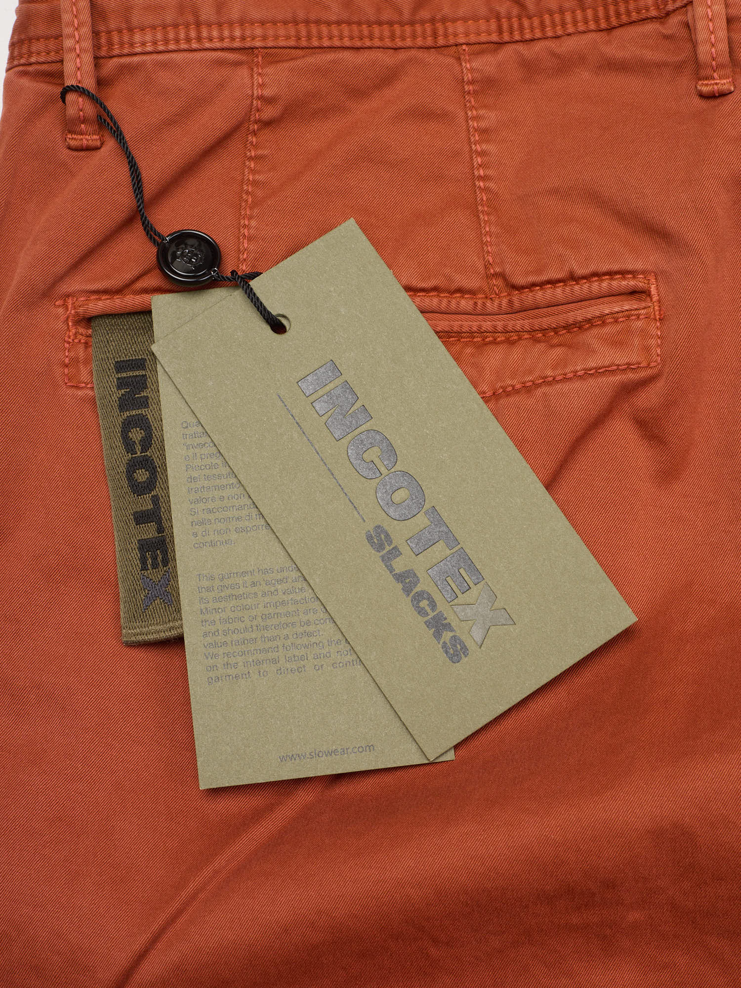 INCOTEX "Slacks" Terracotta Cotton Slim Fit Chino Pants NEW