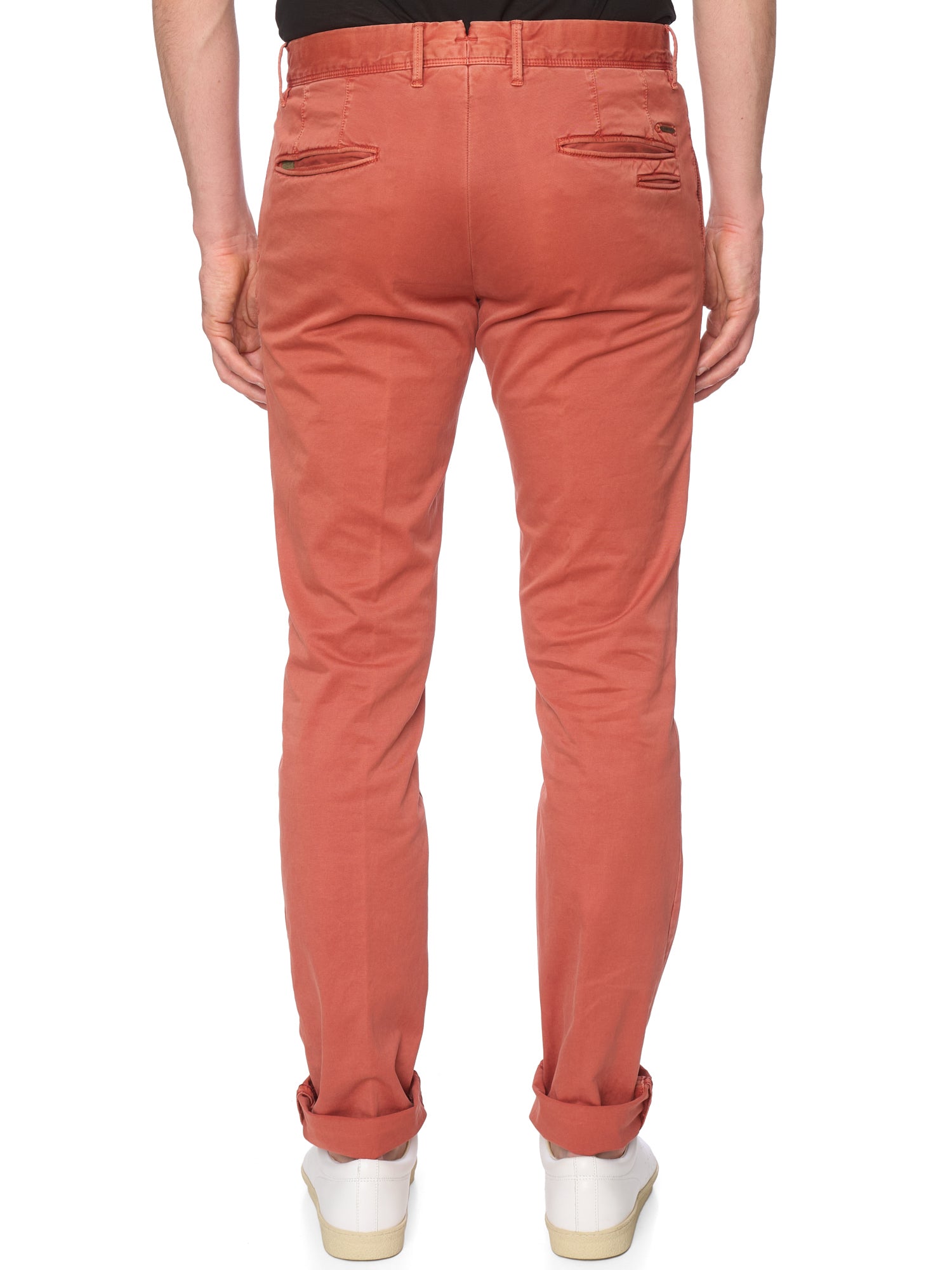 INCOTEX "Slacks" Terracotta Cotton Tight Fit Chino Pants NEW
