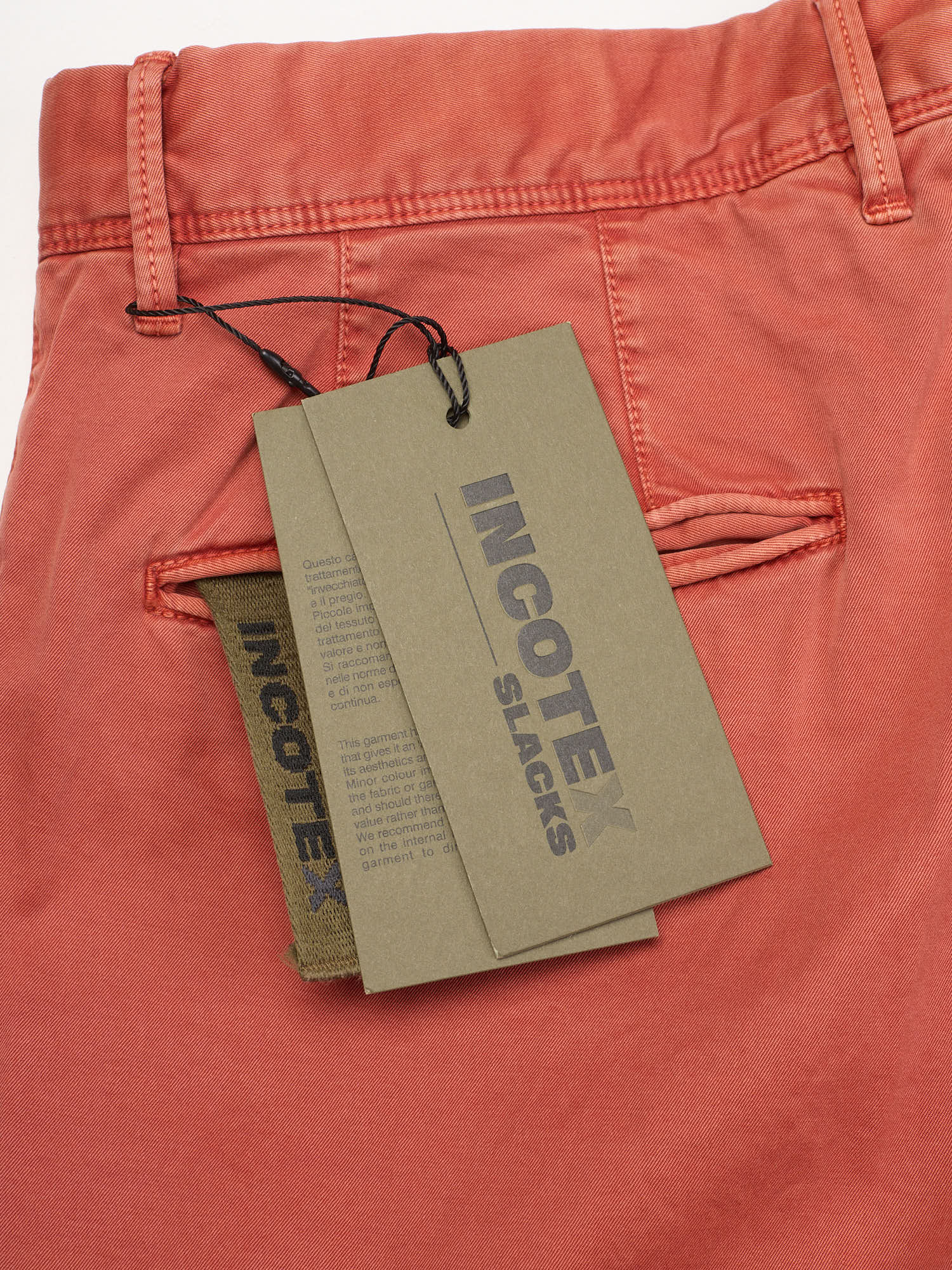 INCOTEX "Slacks" Terracotta Cotton Tight Fit Chino Pants NEW