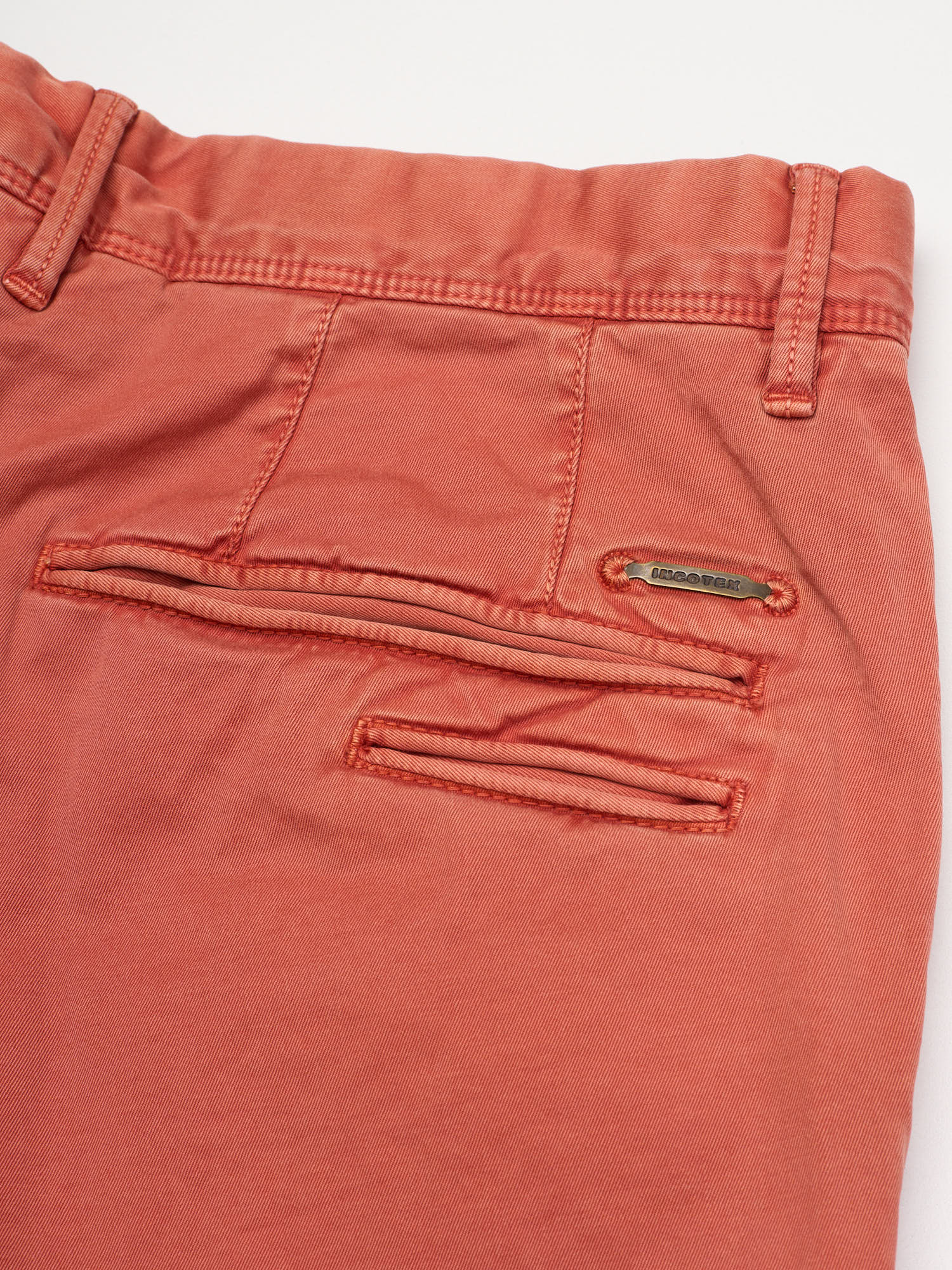INCOTEX "Slacks" Terracotta Cotton Tight Fit Chino Pants NEW