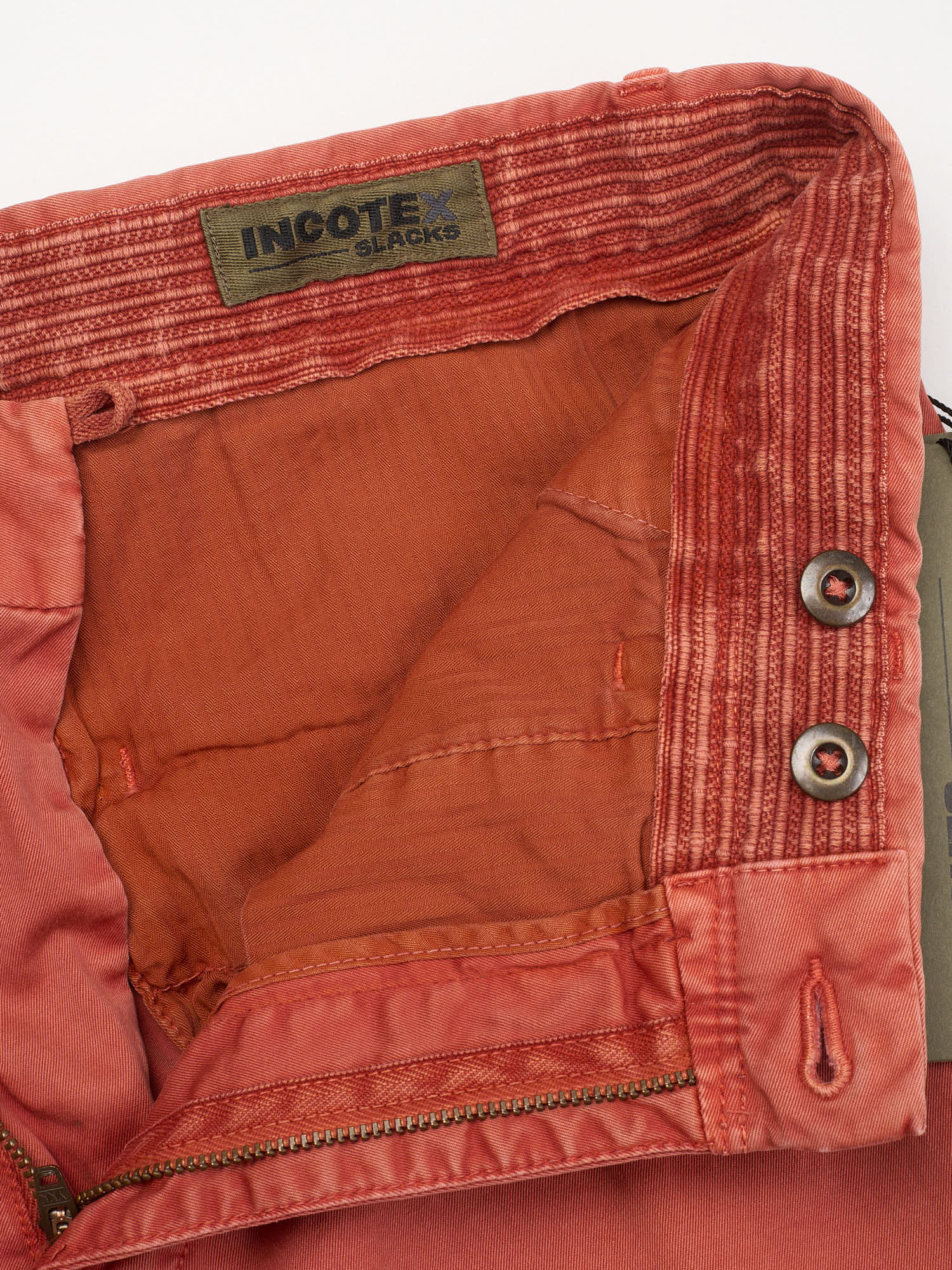 INCOTEX "Slacks" Terracotta Cotton Tight Fit Chino Pants NEW
