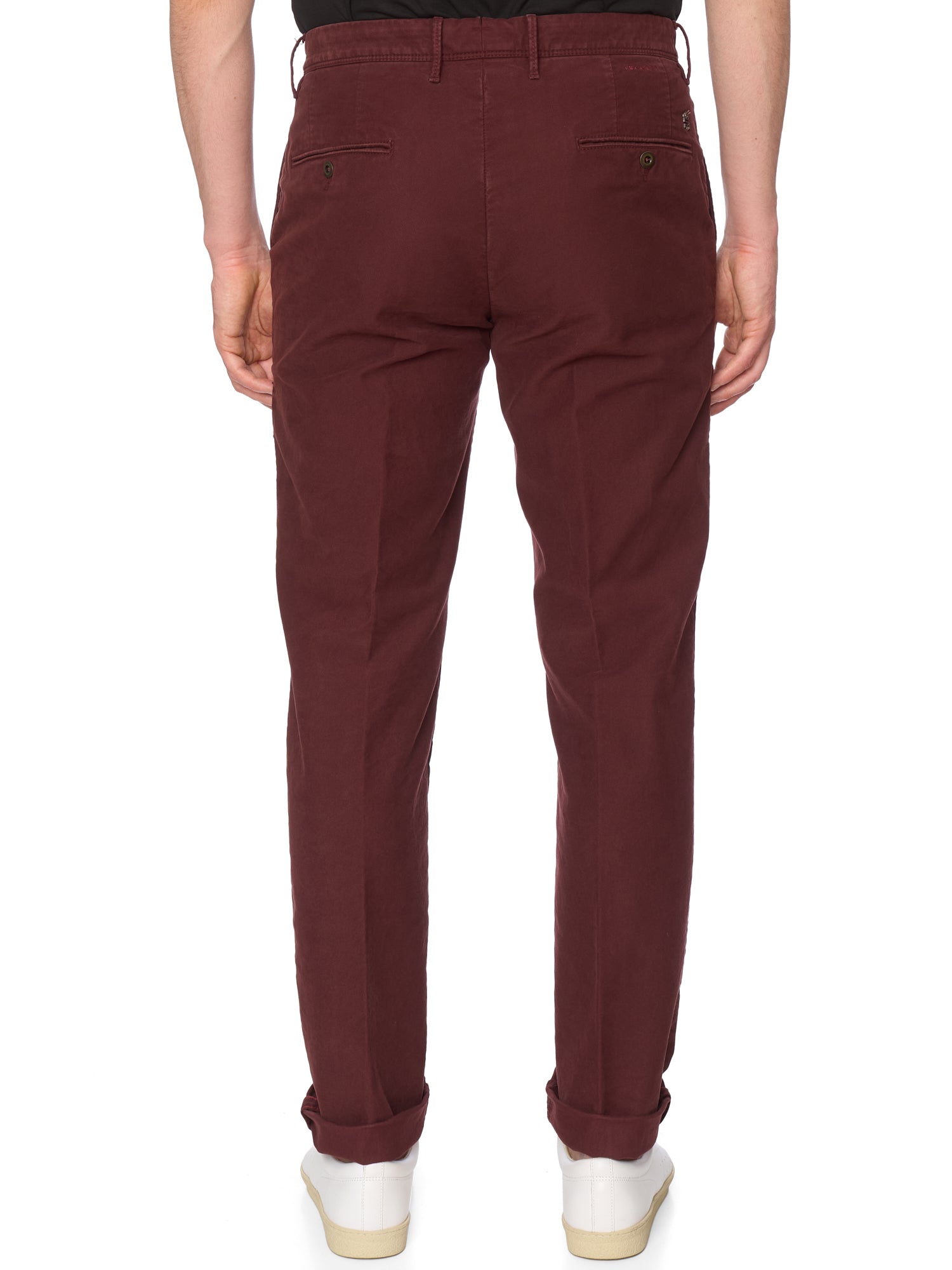 INCOTEX "Slacks" Tricochino Burgundy Cotton Regular Fit Chino Pants NEW Size 33