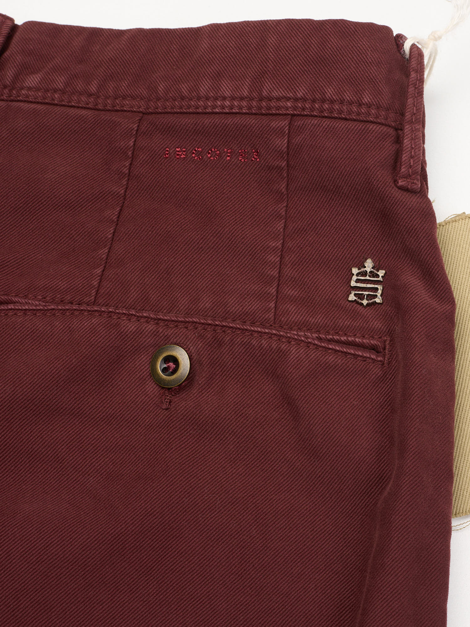 INCOTEX "Slacks" Tricochino Burgundy Cotton Regular Fit Chino Pants NEW Size 33