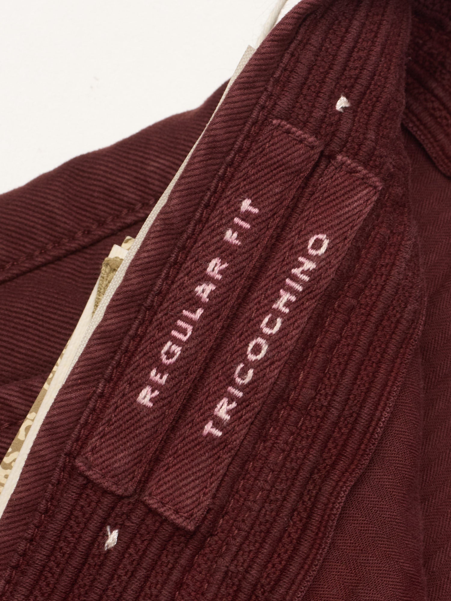 INCOTEX "Slacks" Tricochino Burgundy Cotton Regular Fit Chino Pants NEW Size 33