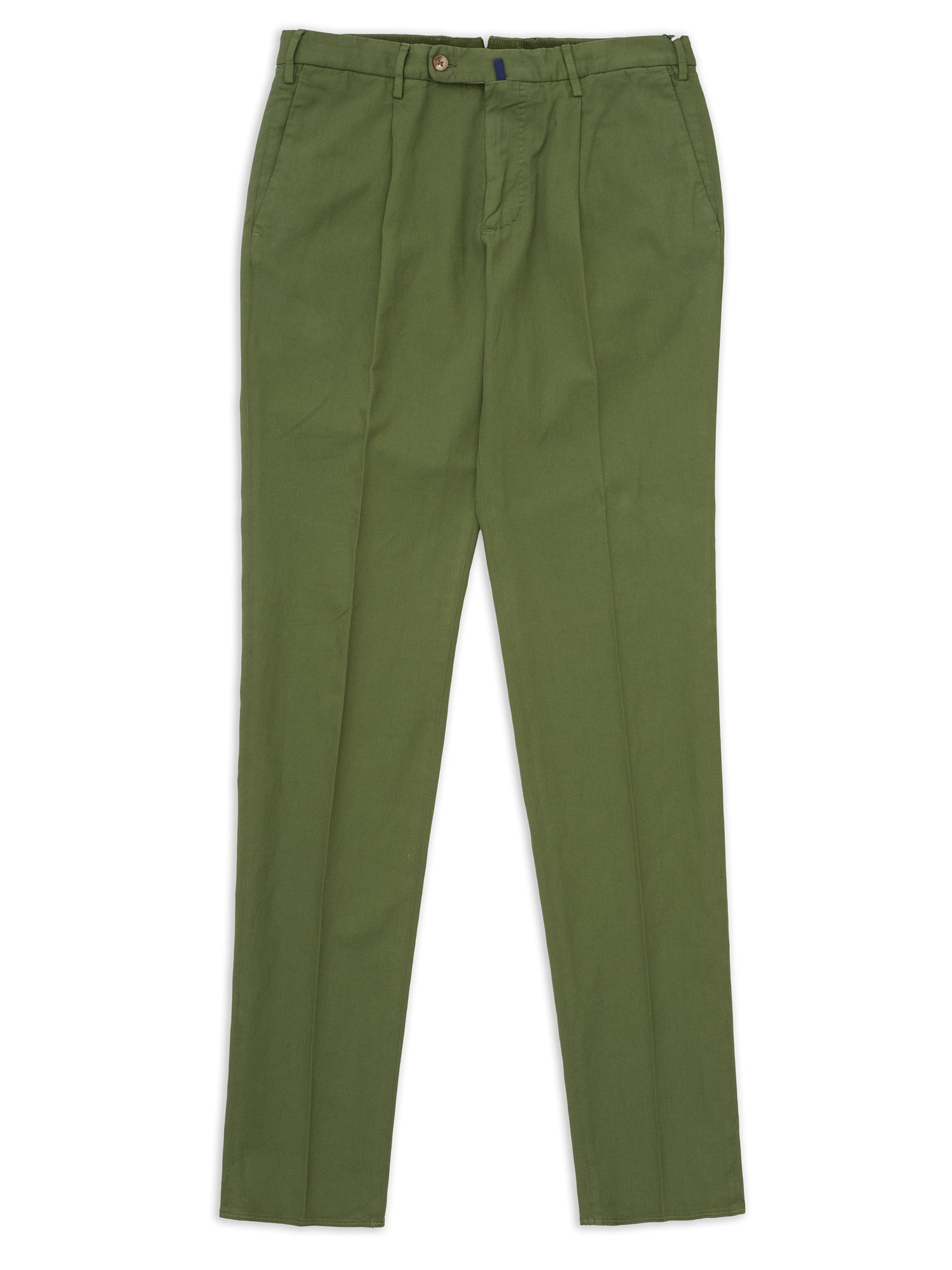 INCOTEX "Slowear" High Comfort Green Cotton-Linen Slim Fit Pleated Chino Pants NEW