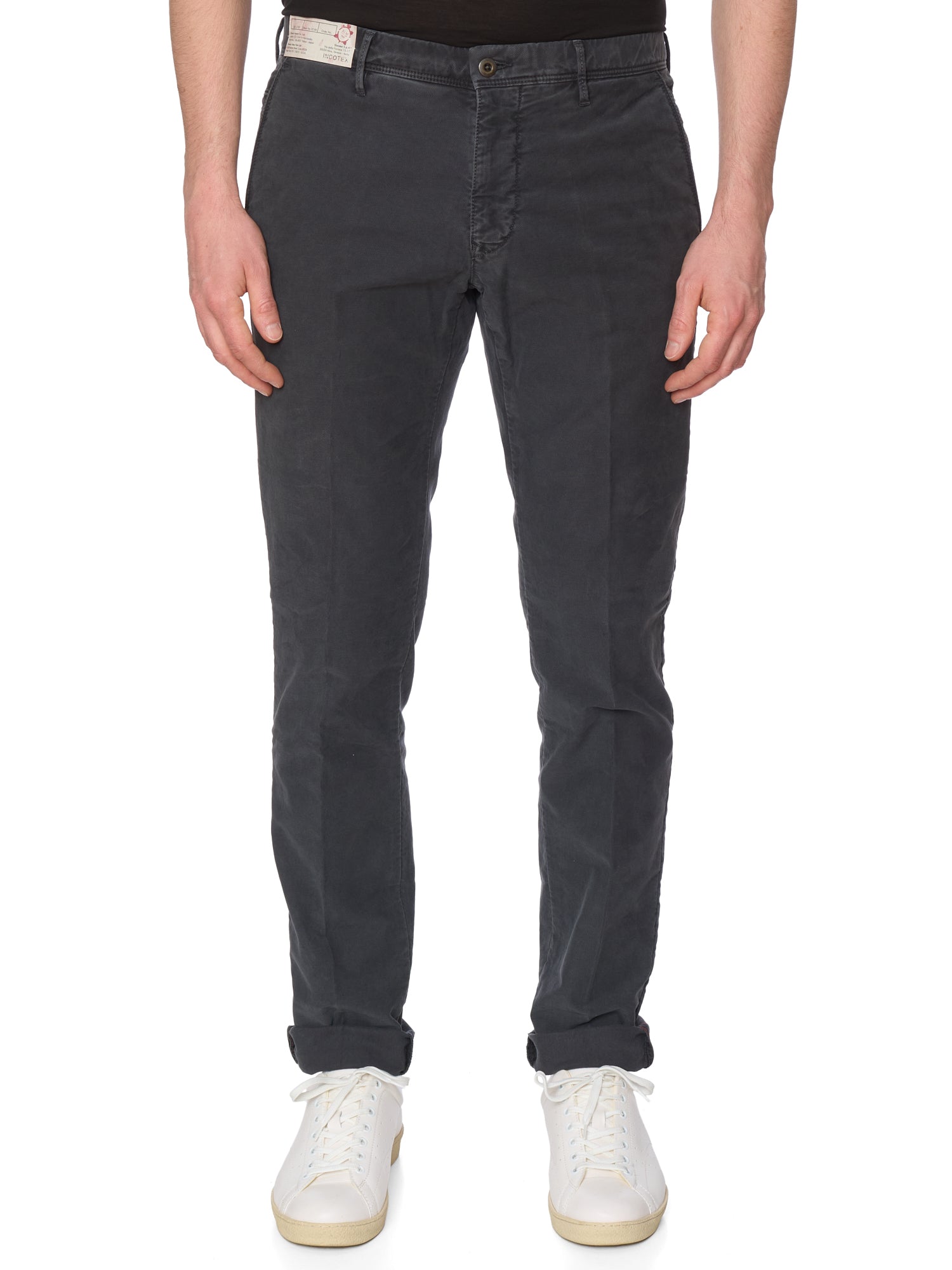 INCOTEX "Slacks" Gray Cotton Tight Fit Tricochino Pants NEW