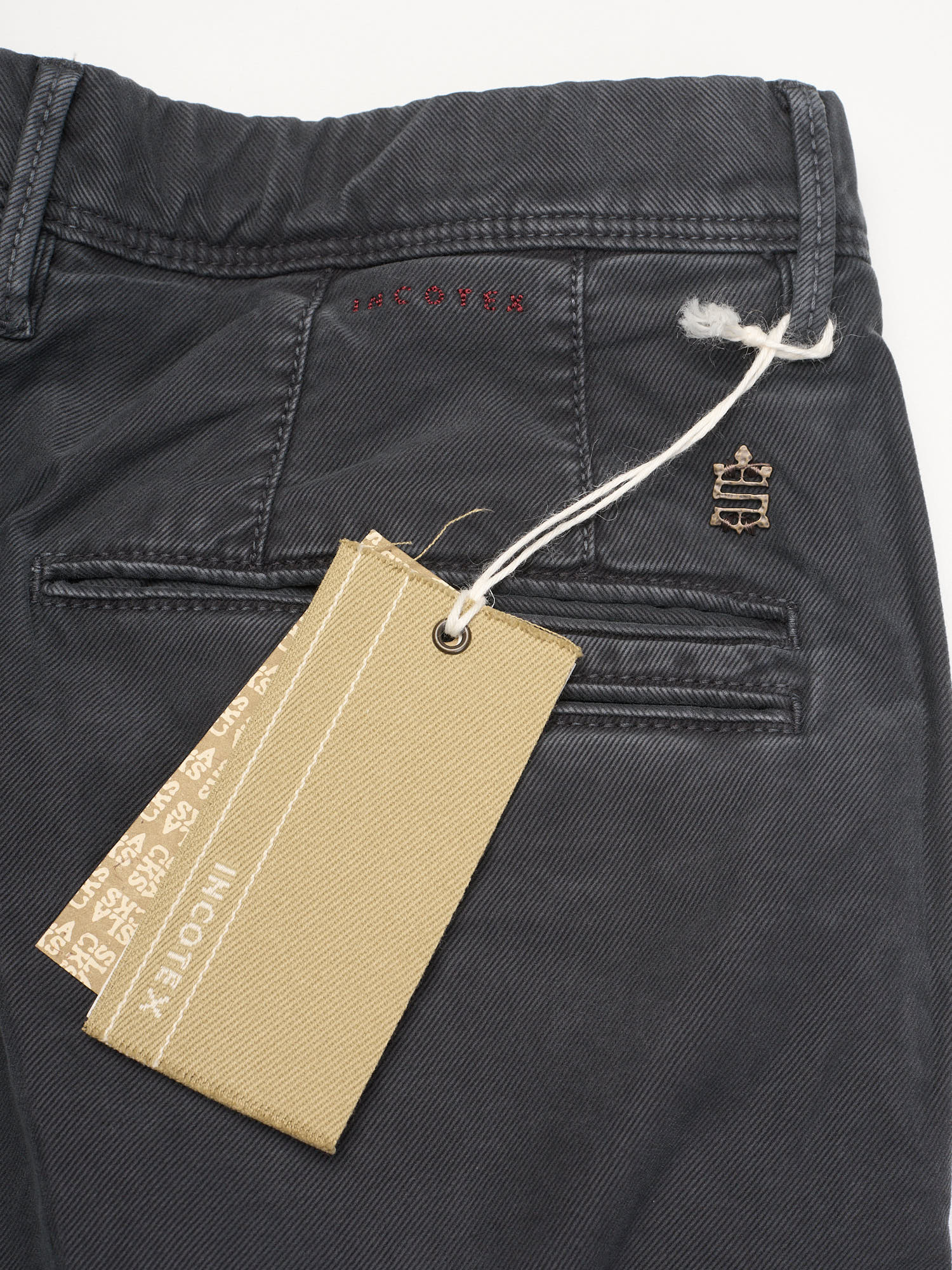 INCOTEX "Slacks" Gray Cotton Tight Fit Tricochino Pants NEW