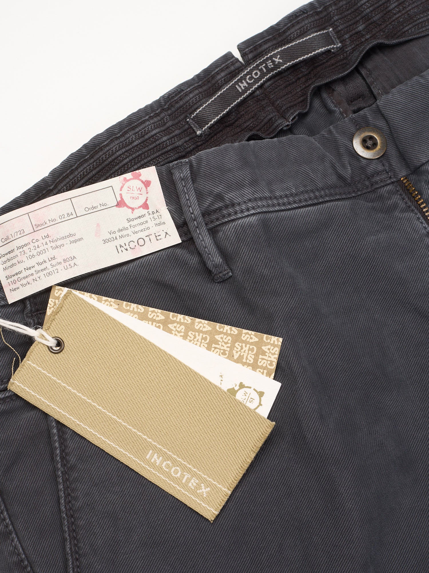 INCOTEX "Slacks" Gray Cotton Tight Fit Tricochino Pants NEW