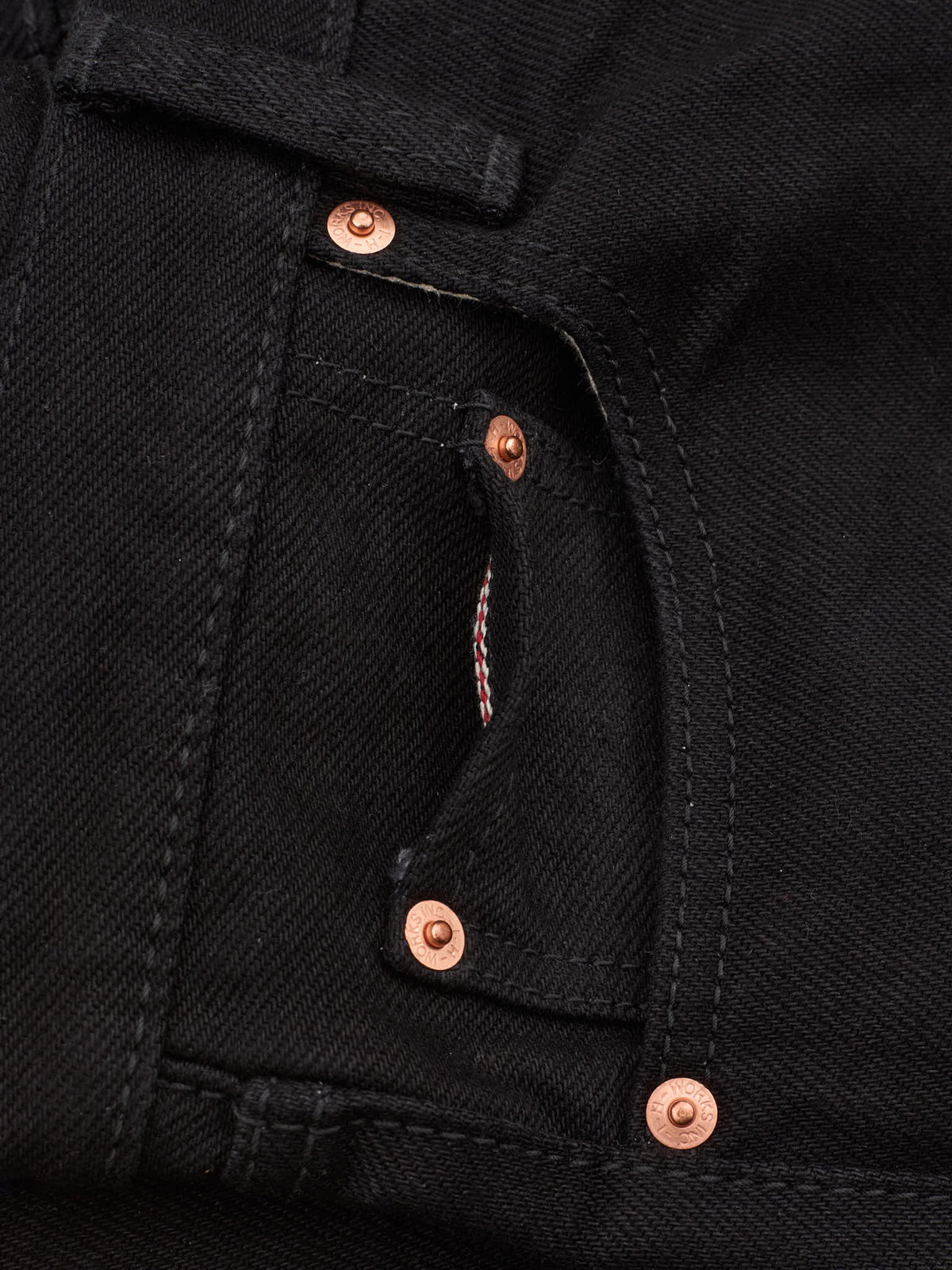 RARE IRON HEART 634 21oz Selvedge Denim Straight Cut Jeans - Superblack