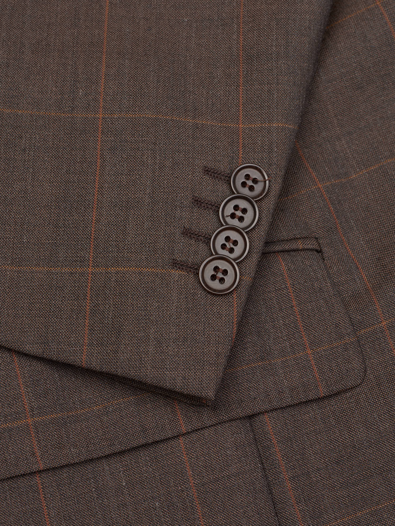 CANTARELLI for Sir Wilson Brown Windowpane Wool Suit