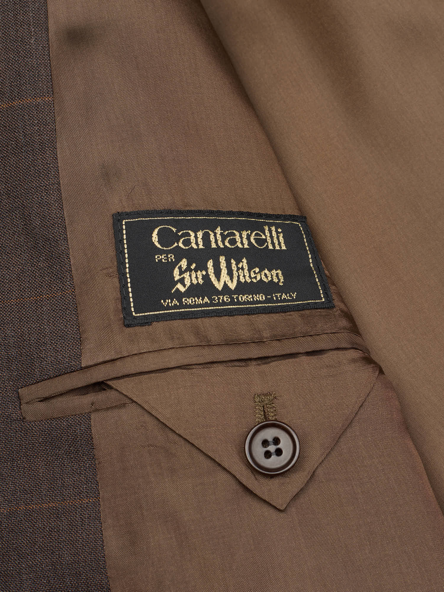 CANTARELLI for Sir Wilson Brown Windowpane Wool Suit