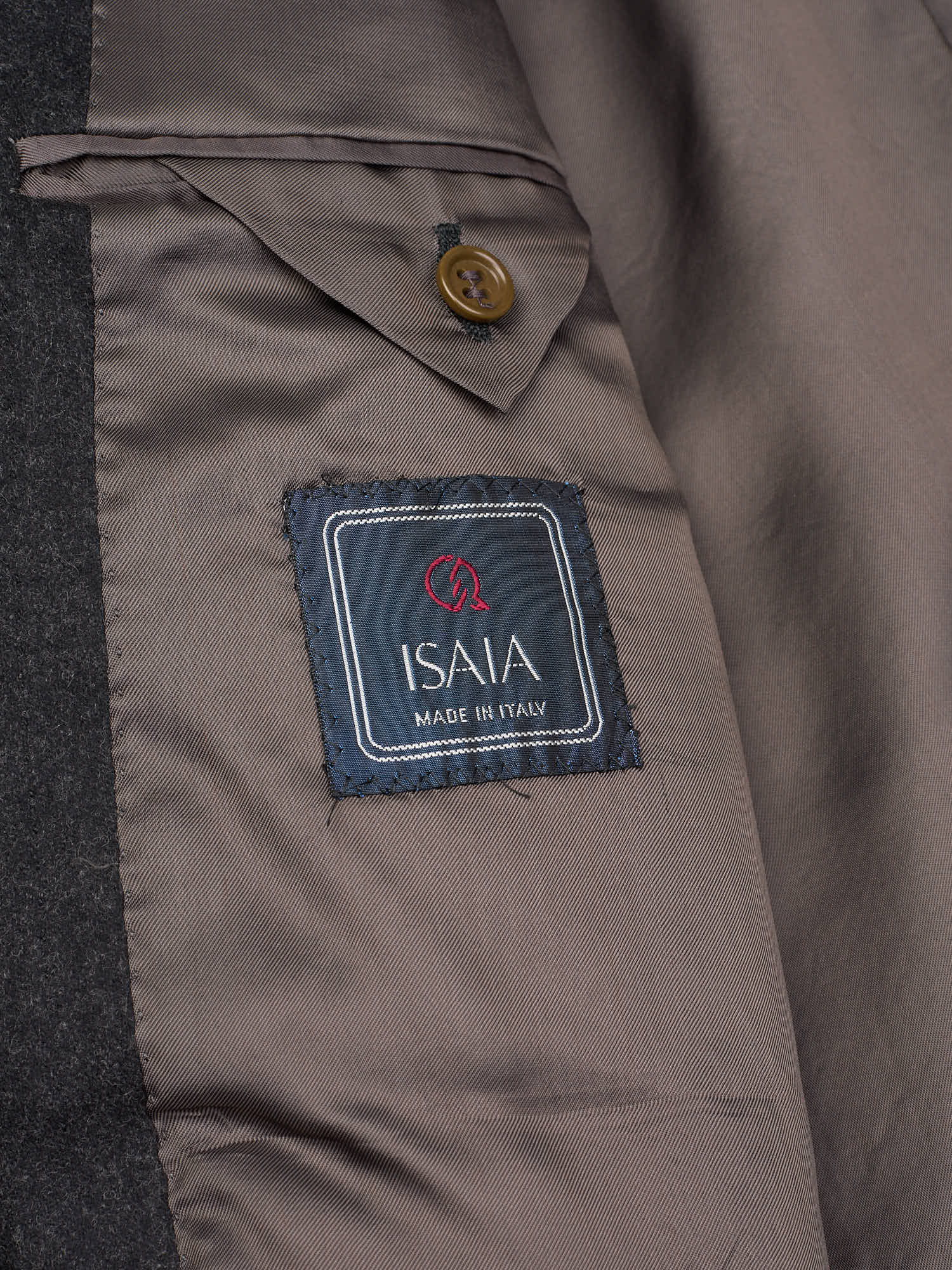 ISAIA For Sir Wilson Dark Gray Flannel Lambs Wool Business Suit